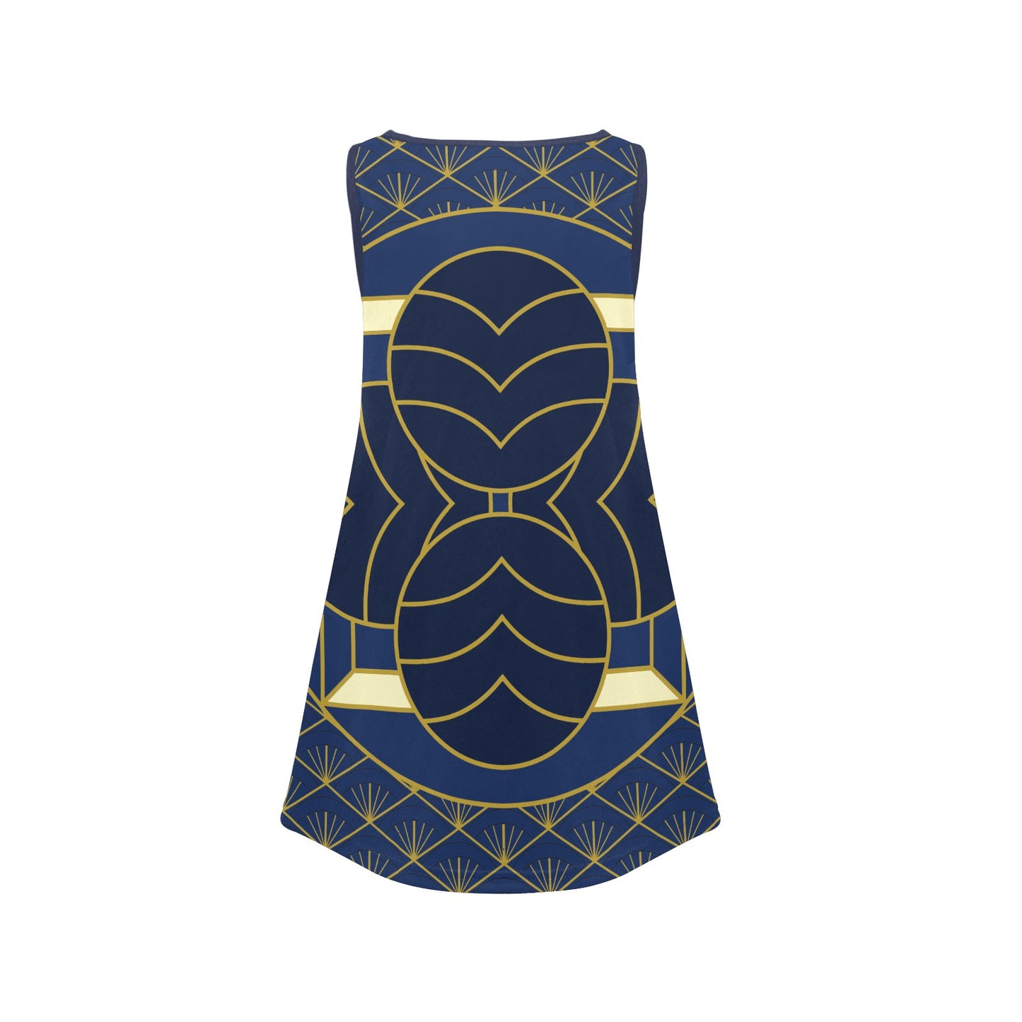 Navy Cut Girls' Sleeveless Dress