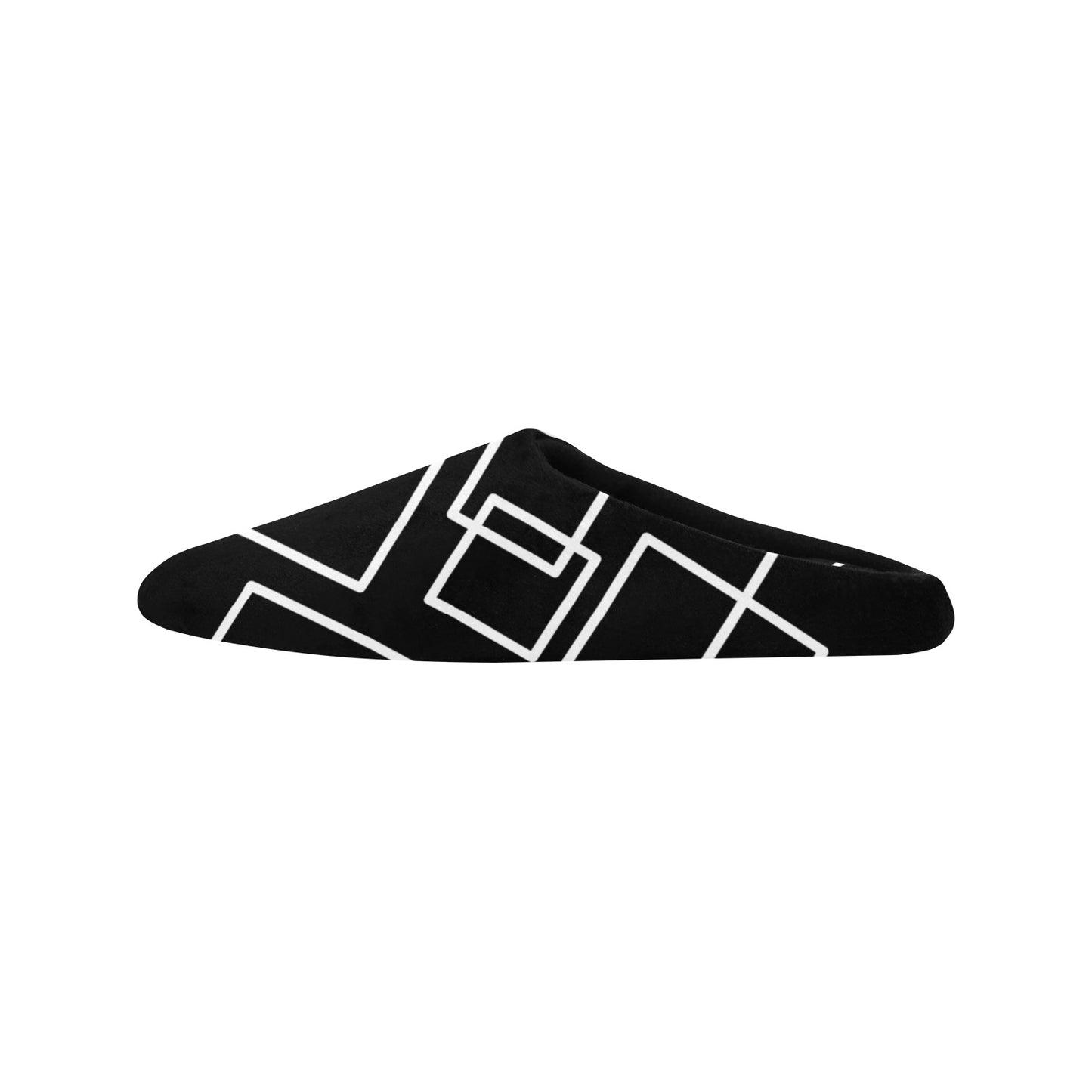 Black Squared Women's Non-Slip Cotton Slippers