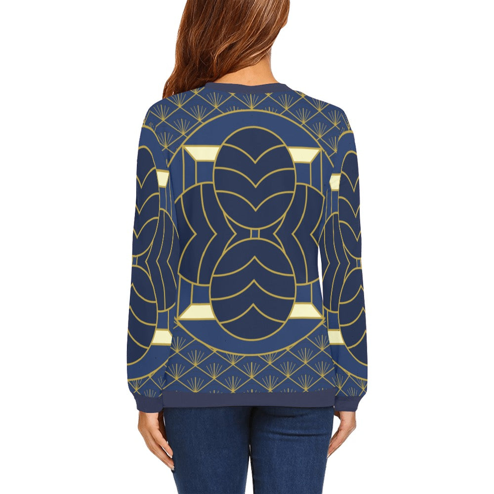 Navy cut Crewneck Sweatshirt for Women