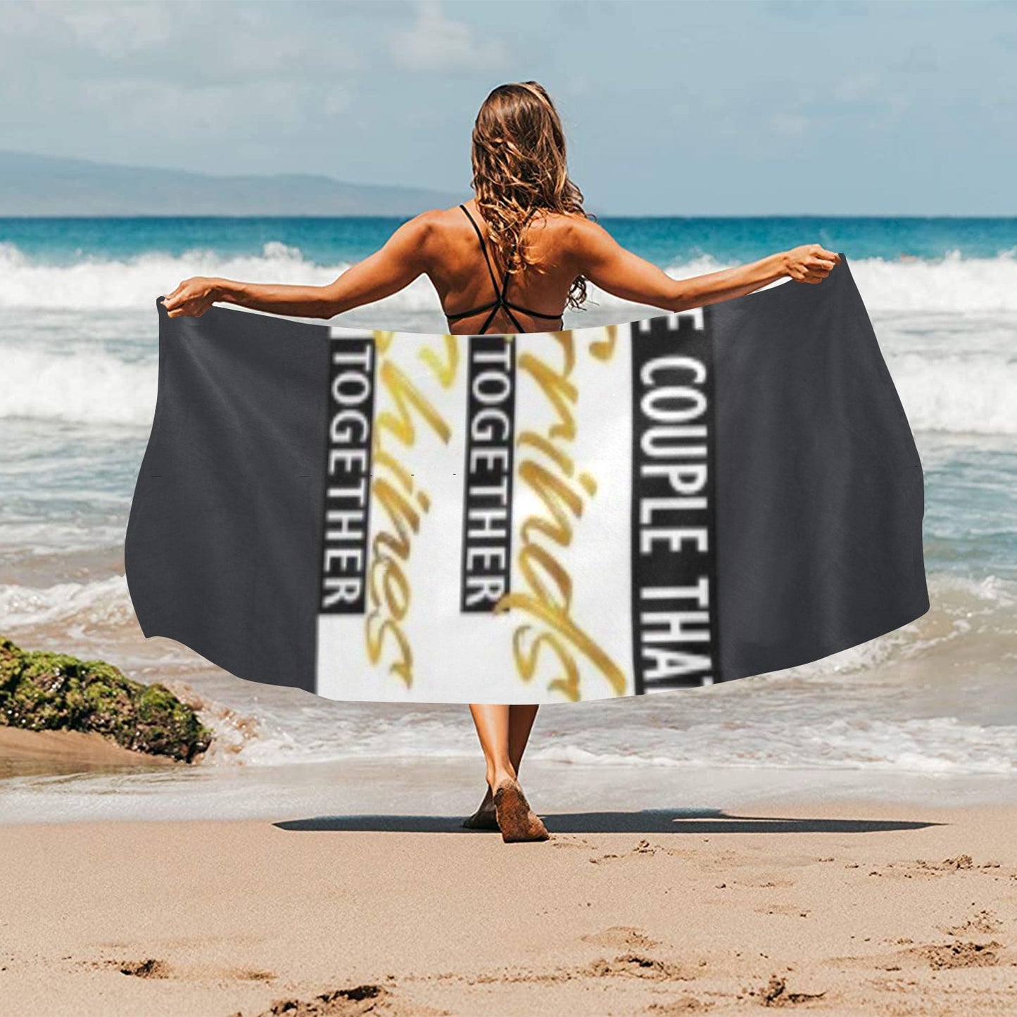 The Couple Grinds Beach Towel 32"x 71"