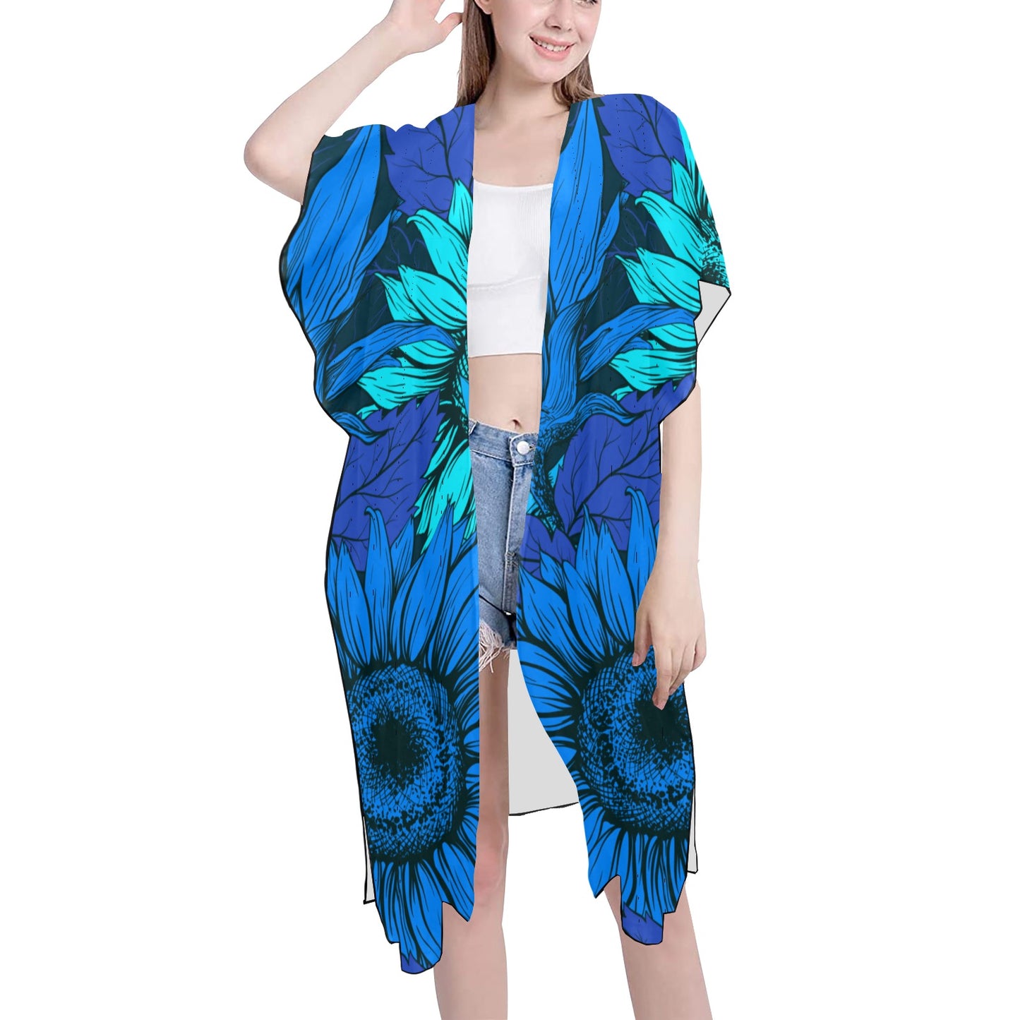 Blue Flow Chiffon Cover Up