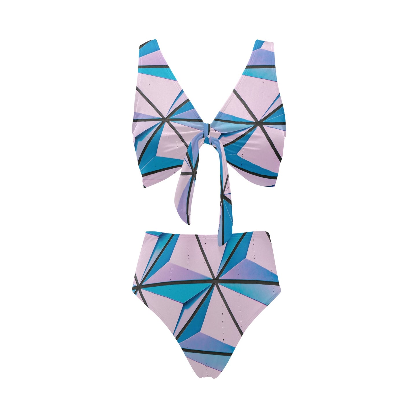 Pink Abstract Bow Tie Bikini Swimsuit