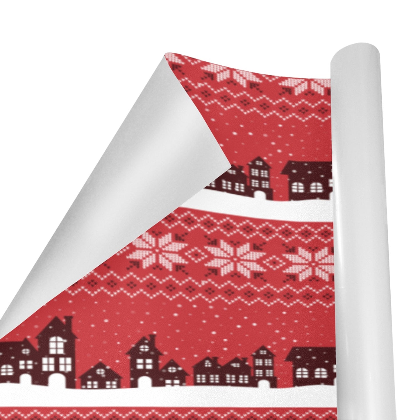 Red Building Christmas Gift Wrapping Paper 58"x 23" (3 Rolls)