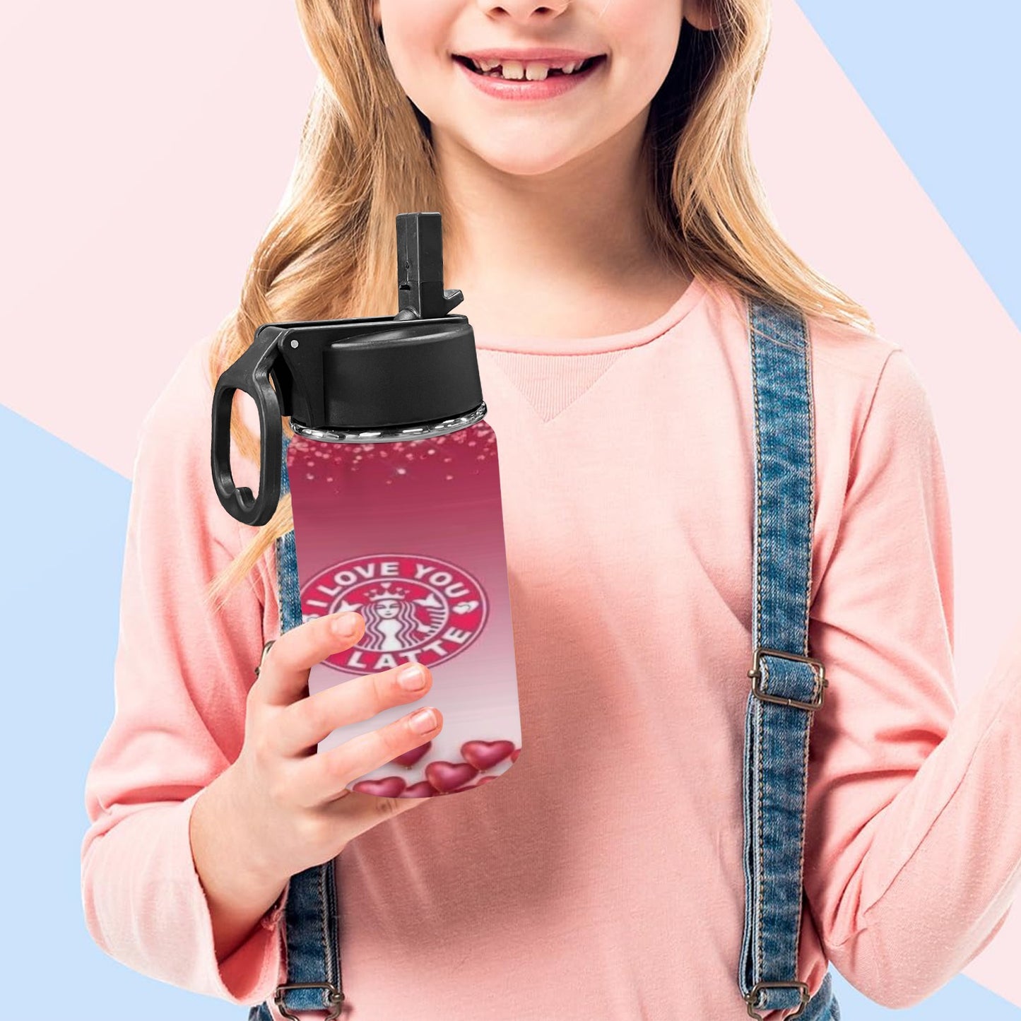 Valentine Starbucks Kids Water Bottle with Straw Lid (12 oz)