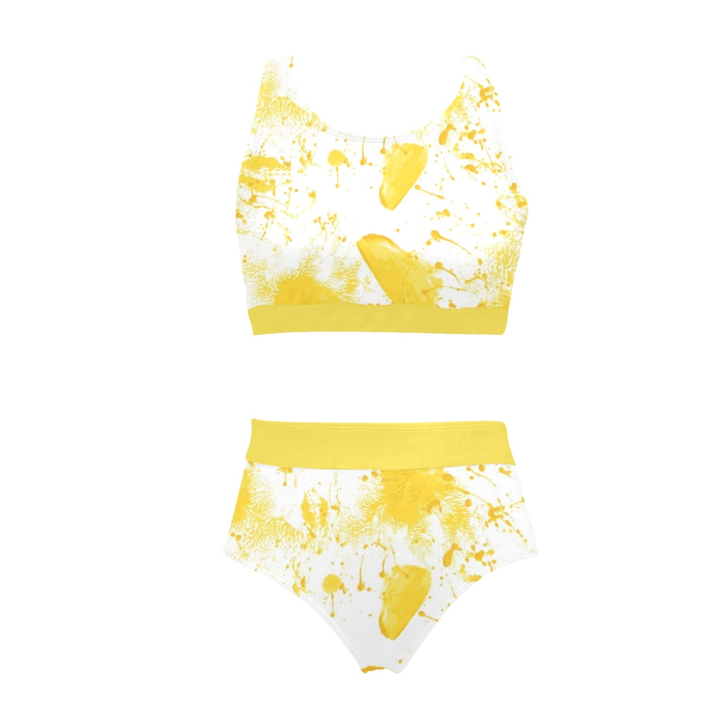 Yellow Splatter Crop Top Bikini Set