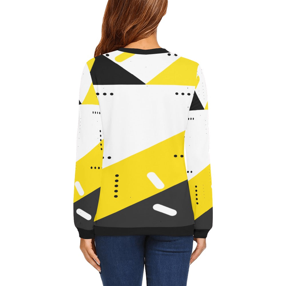 Black & Yellow Crewneck Sweatshirt for Women