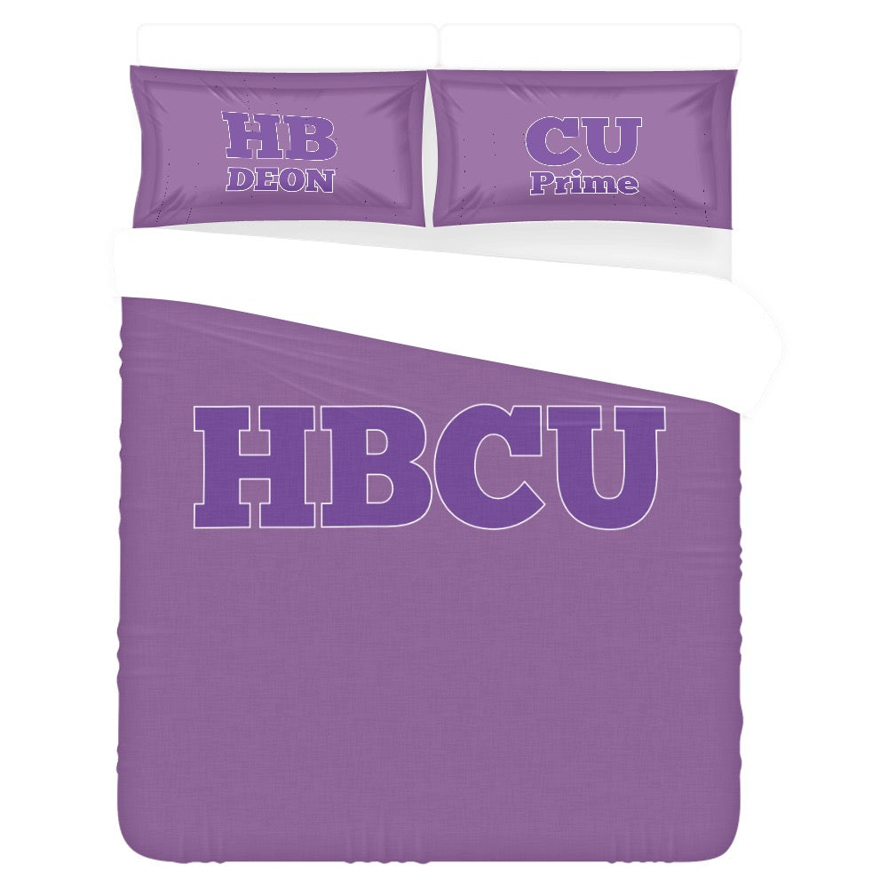 Purple & White HBCU 3-Piece Bedding Set