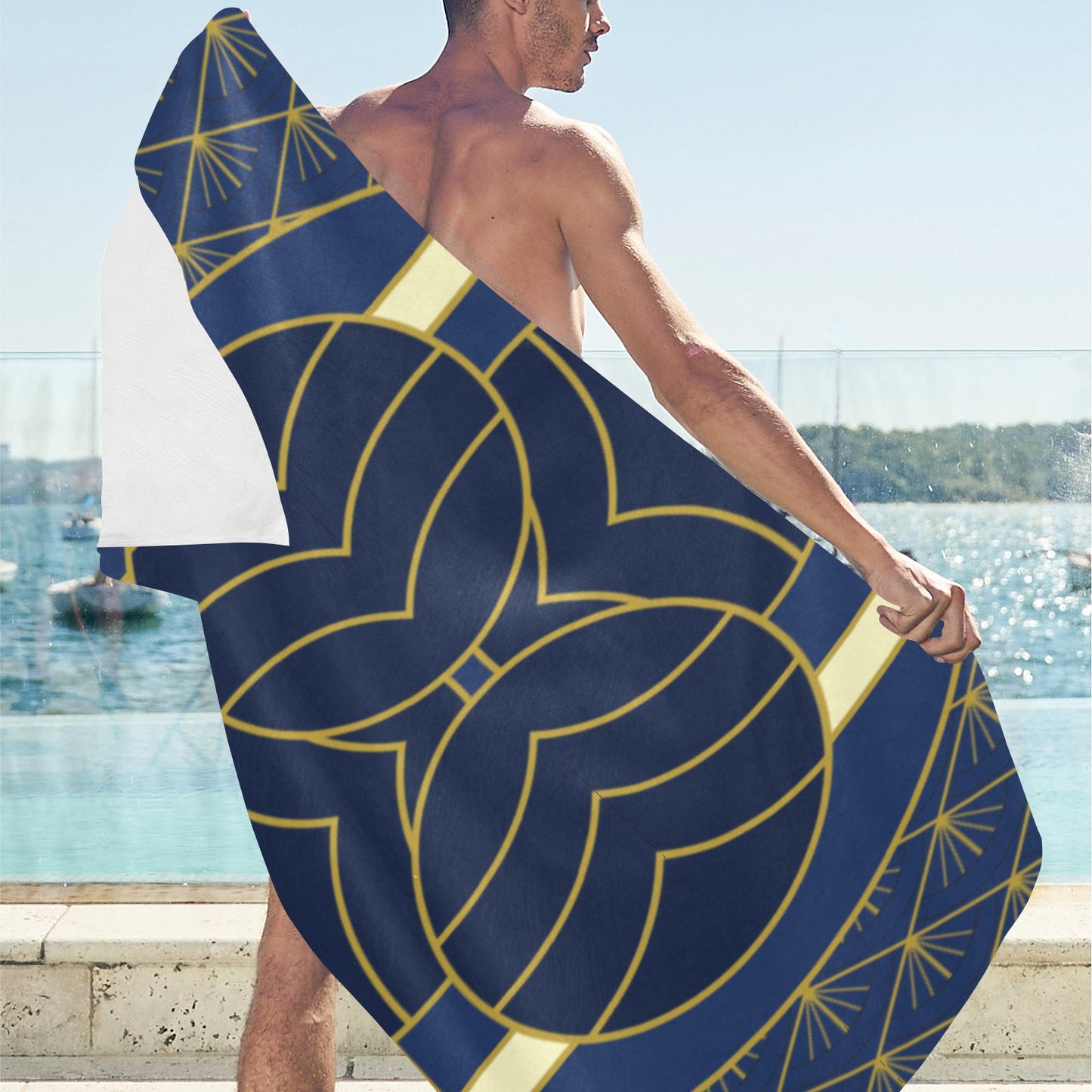 Navy Cut Beach Towel 32"x 71"