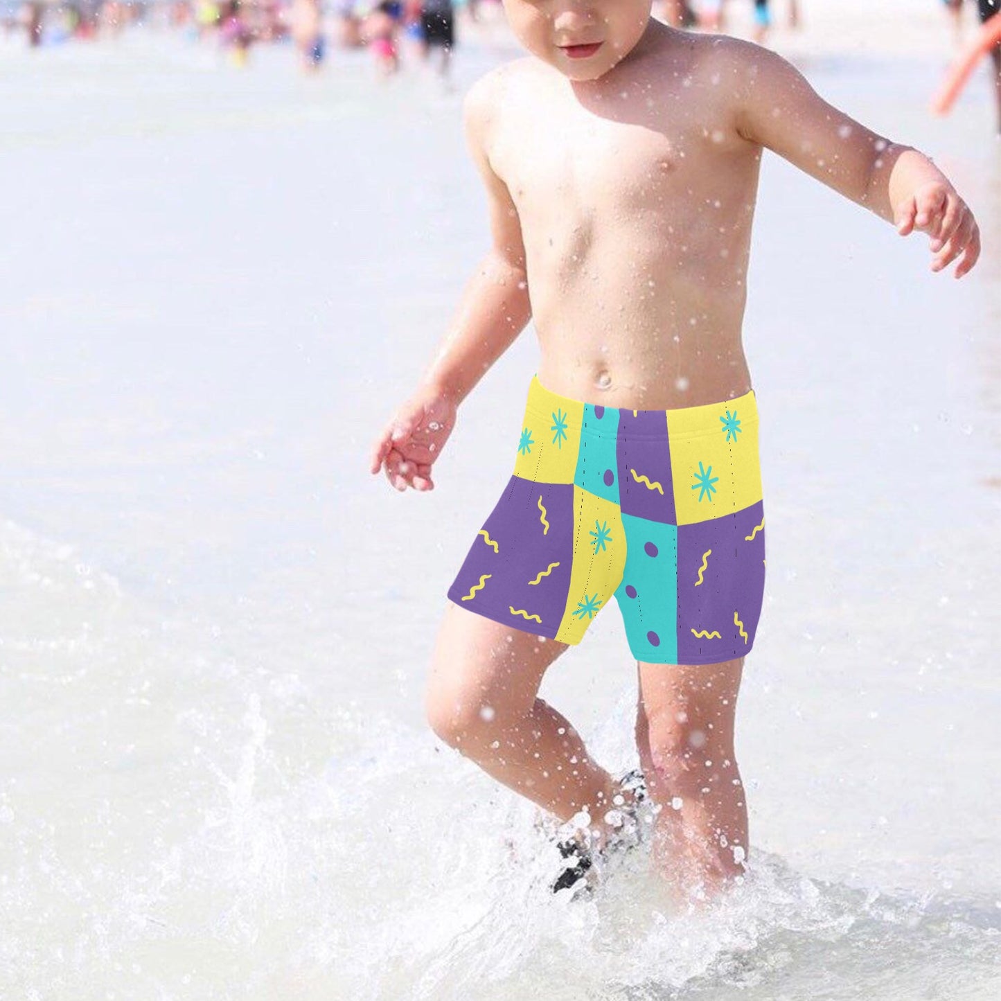 Purple Party Little Boys' Swimming Trunks