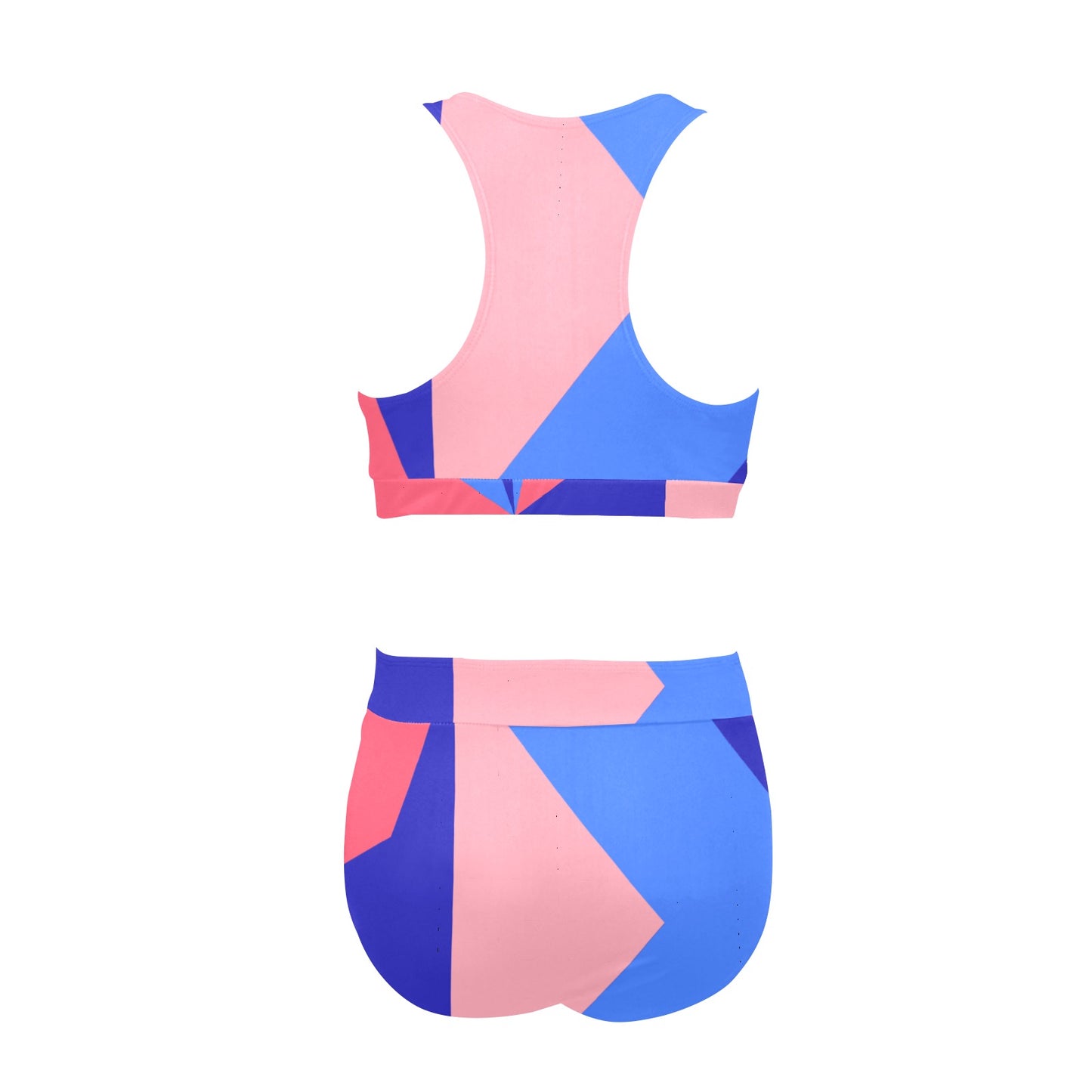 Color Abstract Crop Top Bikini Set