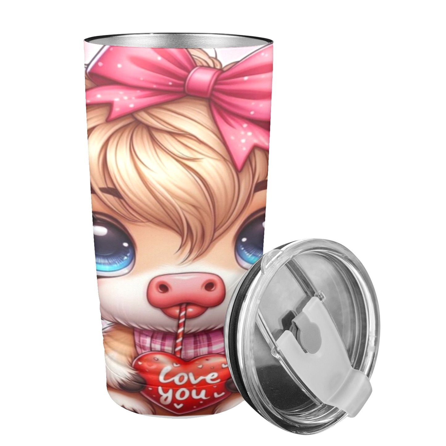 Cow Love Valentines Day 20oz Insulated Stainless Steel Mobile Tumbler