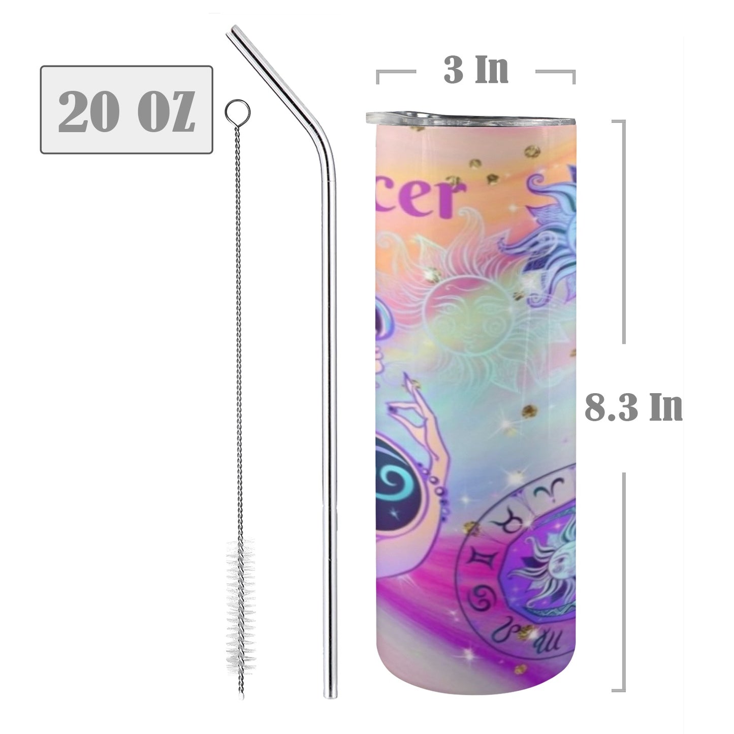 Cancer 20oz Tall Skinny Tumbler with Lid and Straw