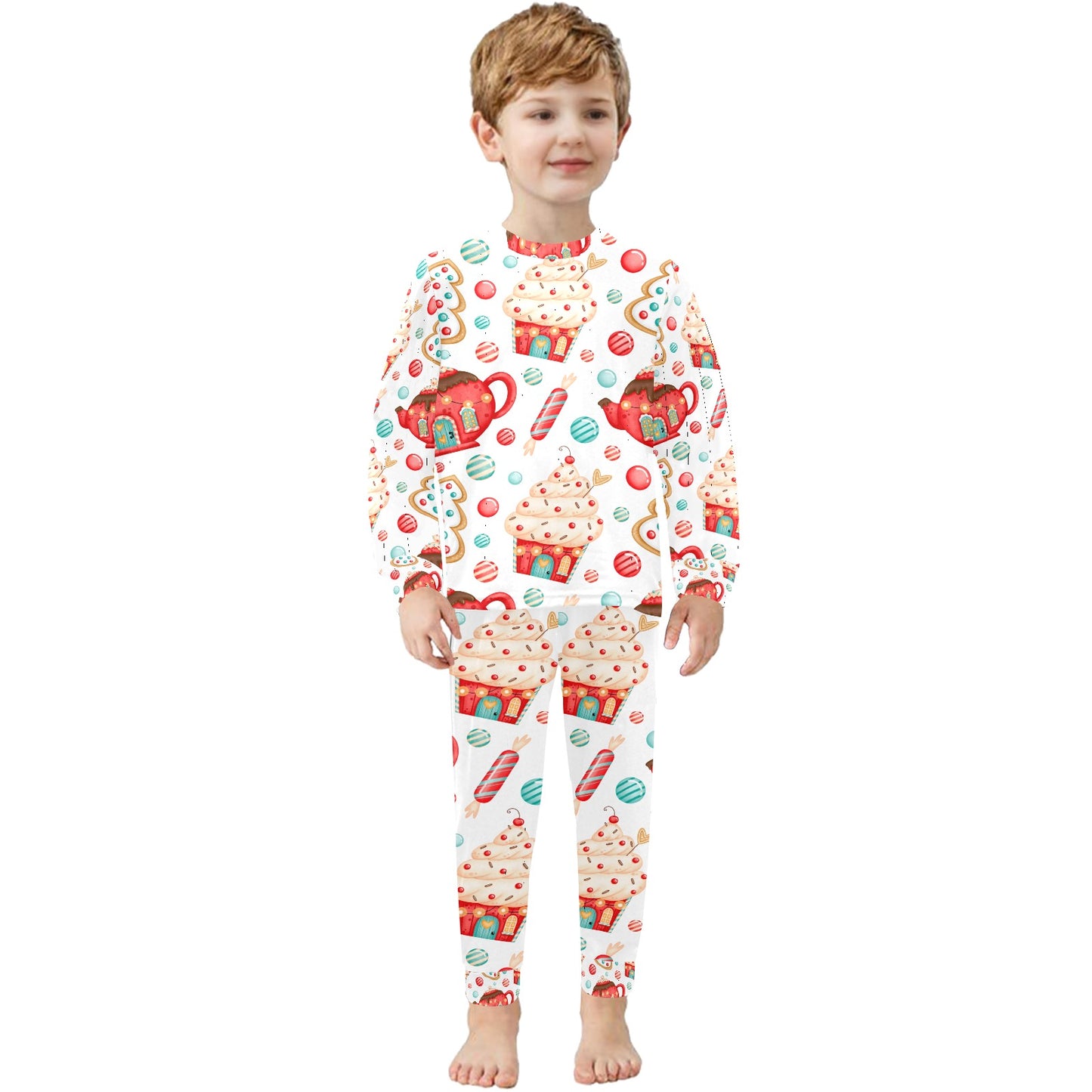 Sweet Treats Christmas Little Kids' Crew Neck Long Pajama Set