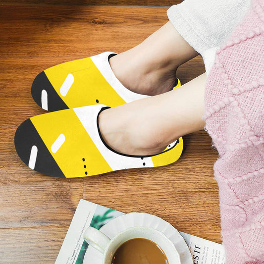 Black & Yellow Women's Non-Slip Cotton Slippers