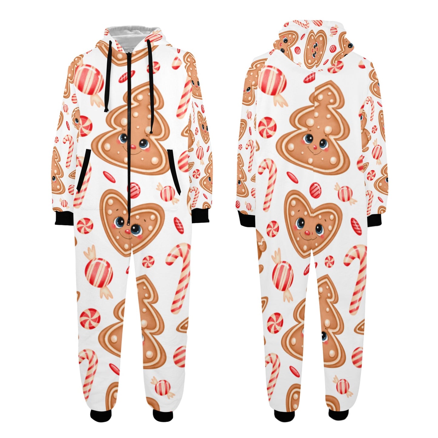 Ginger Christmas Unisex One-Piece Zip Up Hooded Pajamas