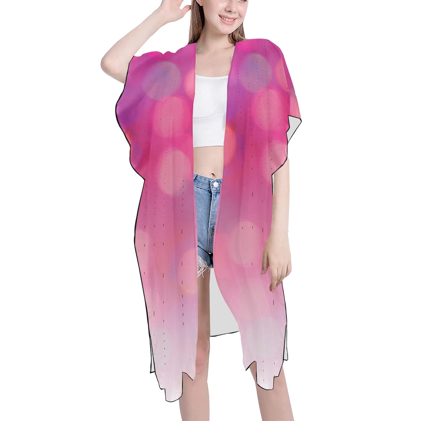 Pink Circles  Chiffon Cover Up