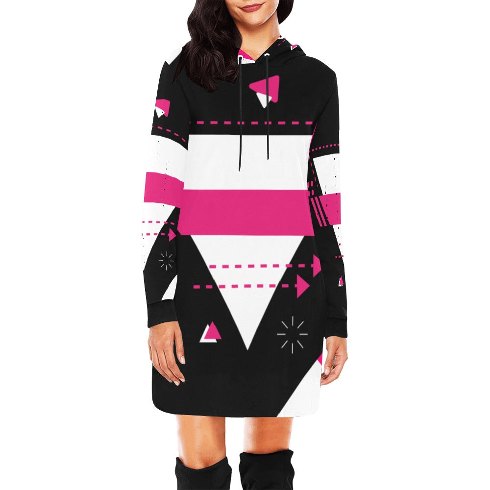 Black & Pink Hoodie Mini Dress