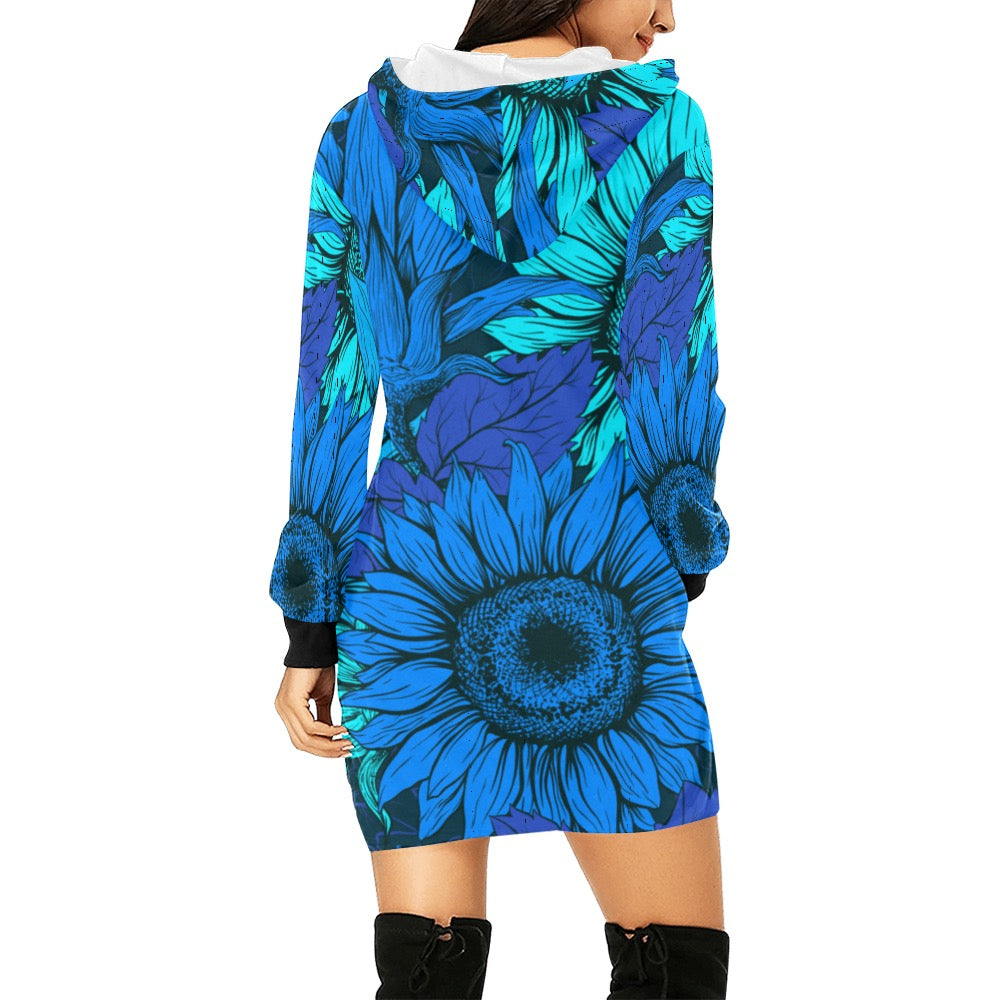 Blue Flow Hoodie Mini Dress