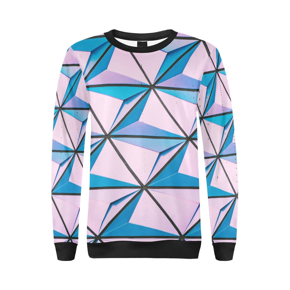 Pink Abstract Crewneck Sweatshirt for Women