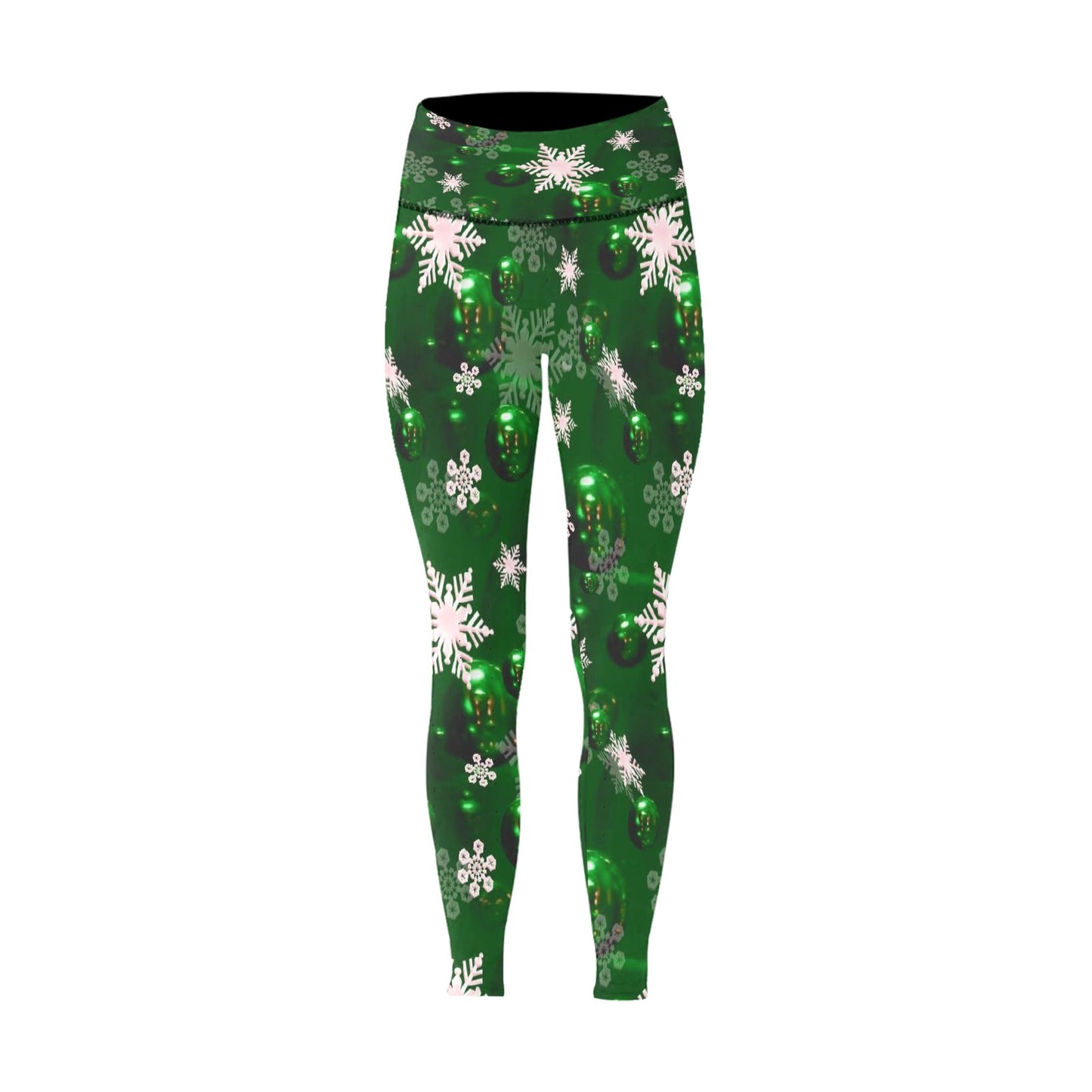 Green Christmas Women's High-Waisted Leggings