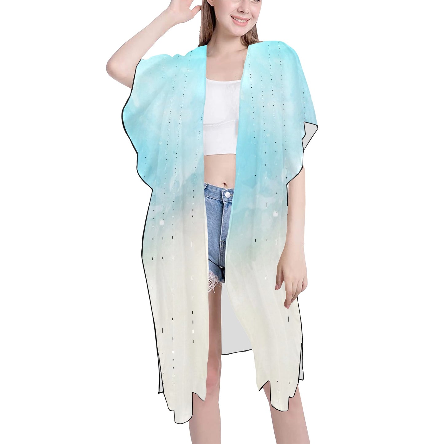 Bluish Chiffon Cover Up