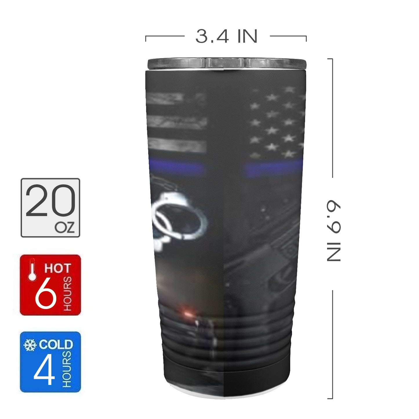 Police 20oz Insulated Stainless Steel Mobile Tumbler