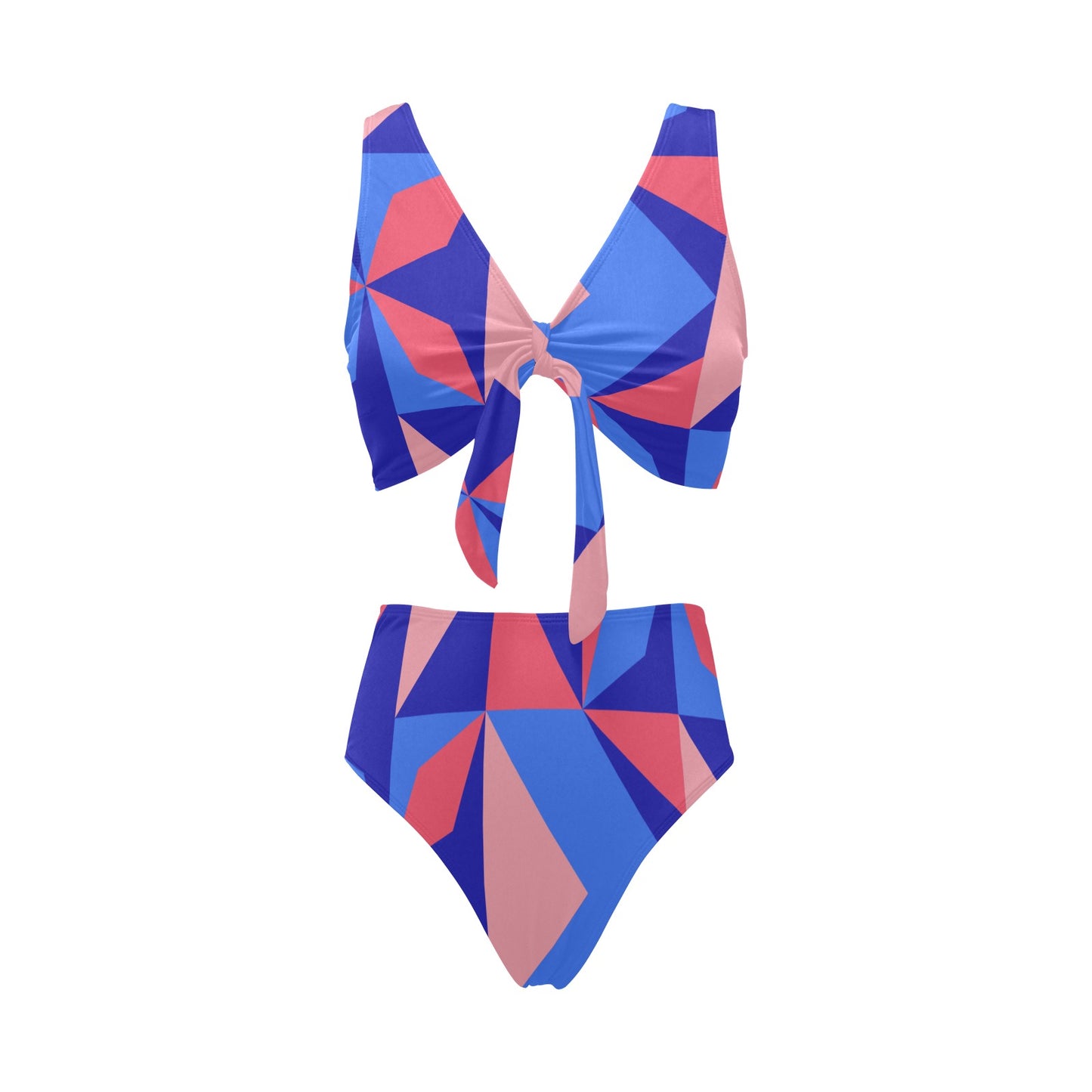 Color Abstract Chest Bow Tie Bikini Swimsuit