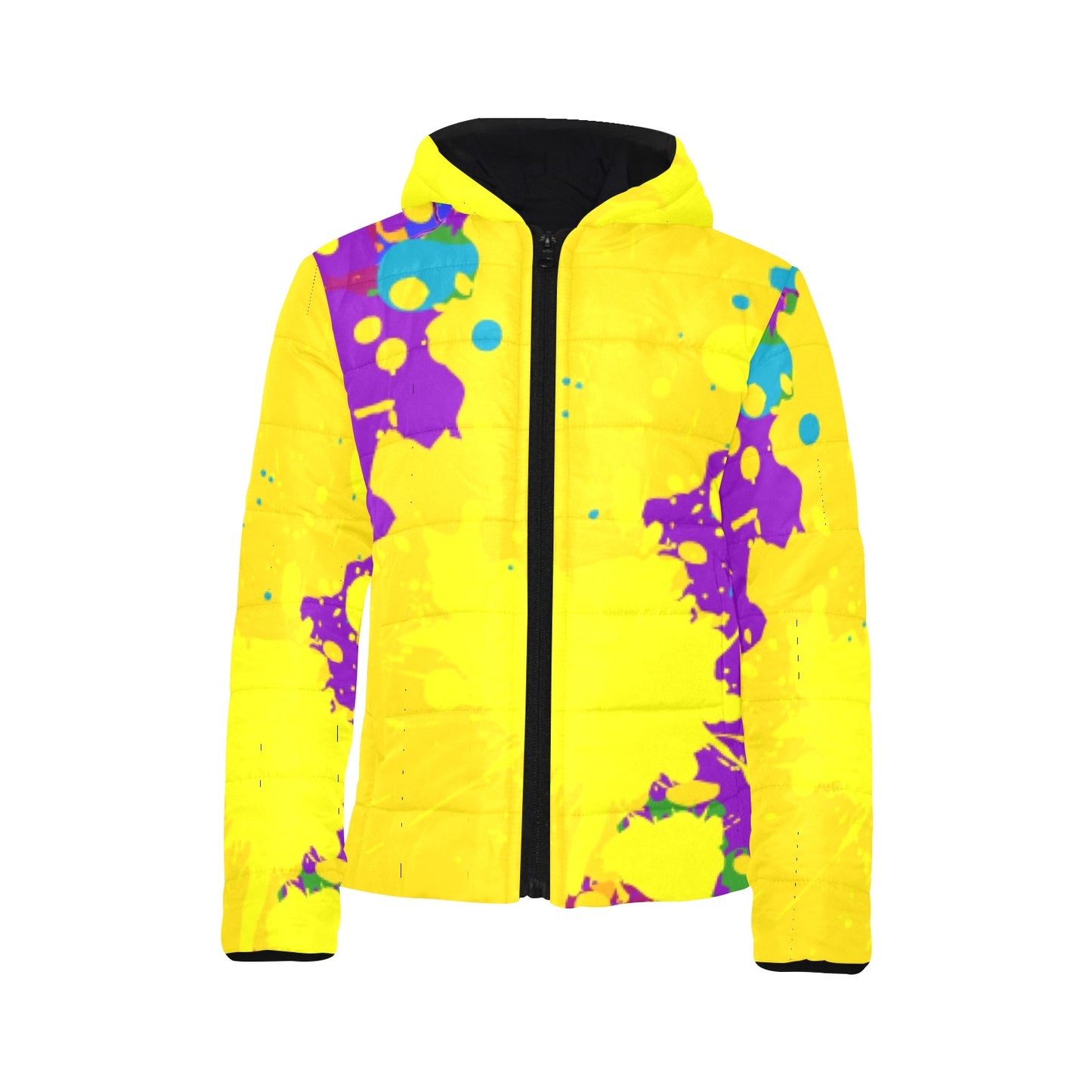 Yellow Splatter Kids Hooded Jacket