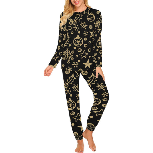 Gold Ornaments Christmas Women's Pajama Set