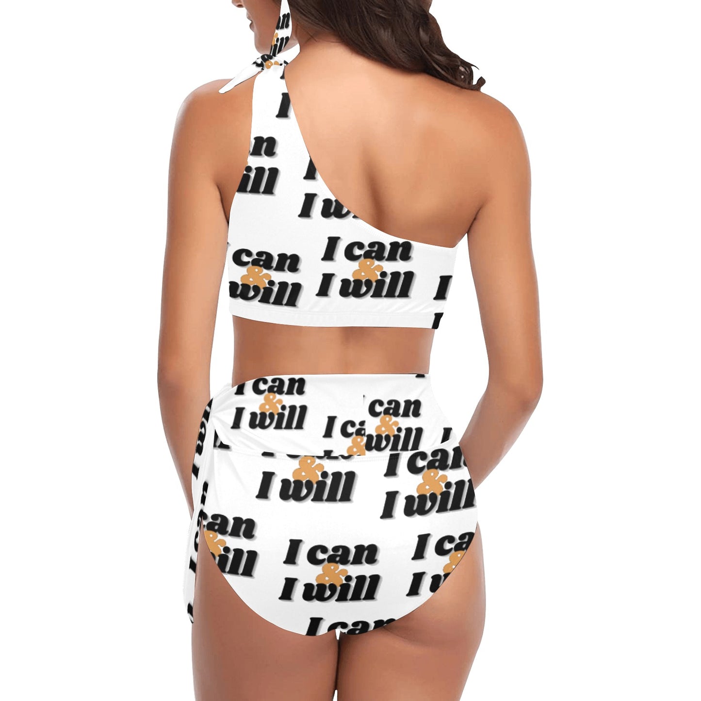 I Can & I Will One Shoulder Bikini Set