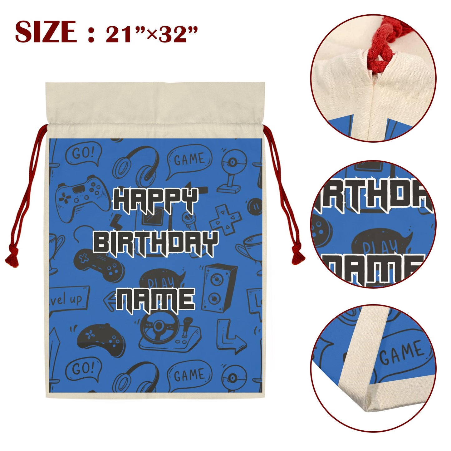 Happy Birthday Bag- Gamers 21"x32"