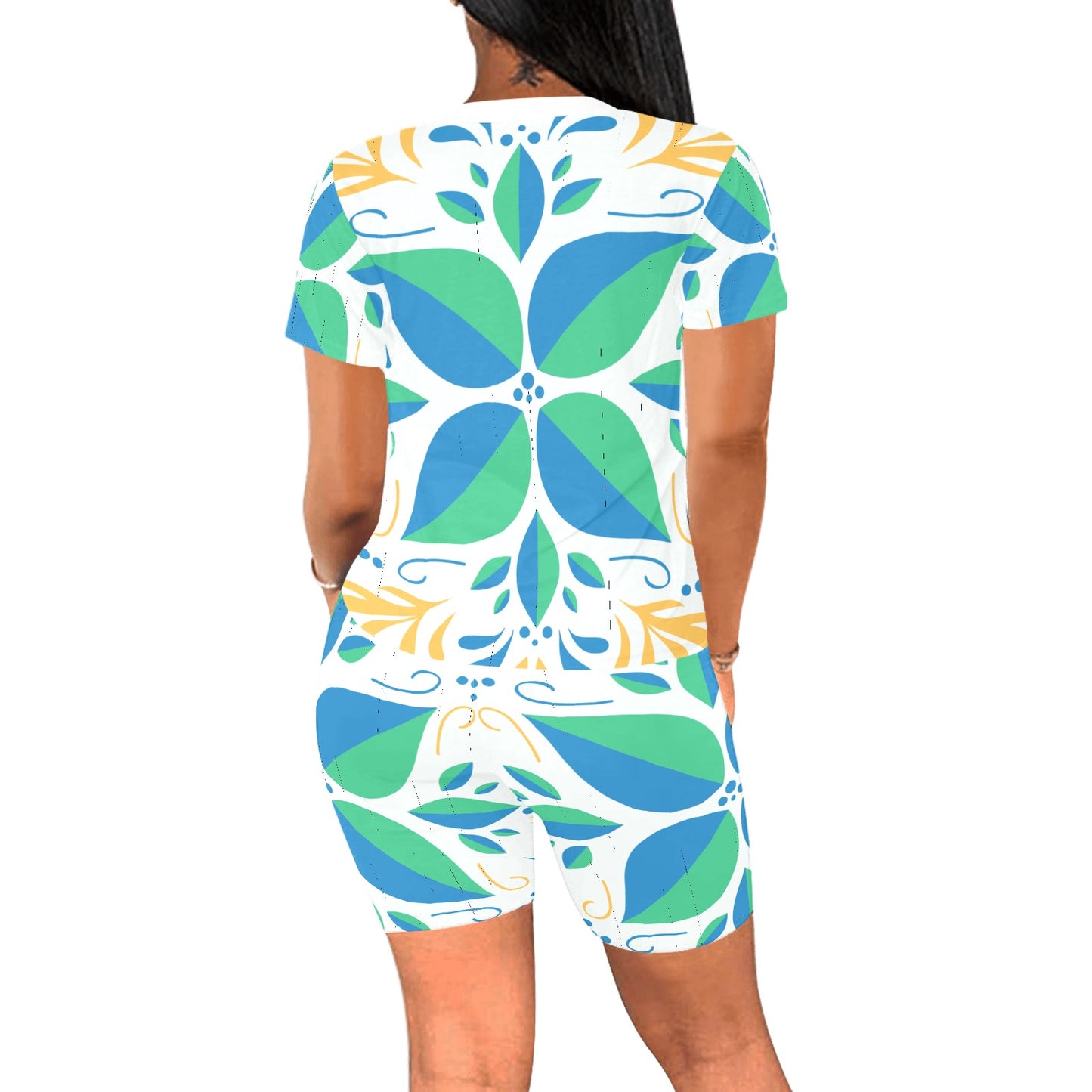 Blue Green Women's Short Set