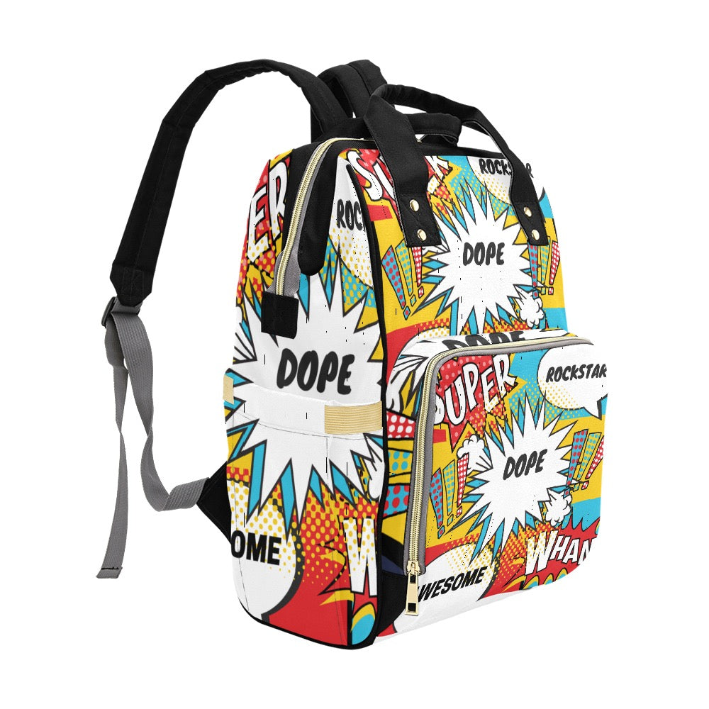 Comic Words Multi-Function Diaper Backpack/Bag