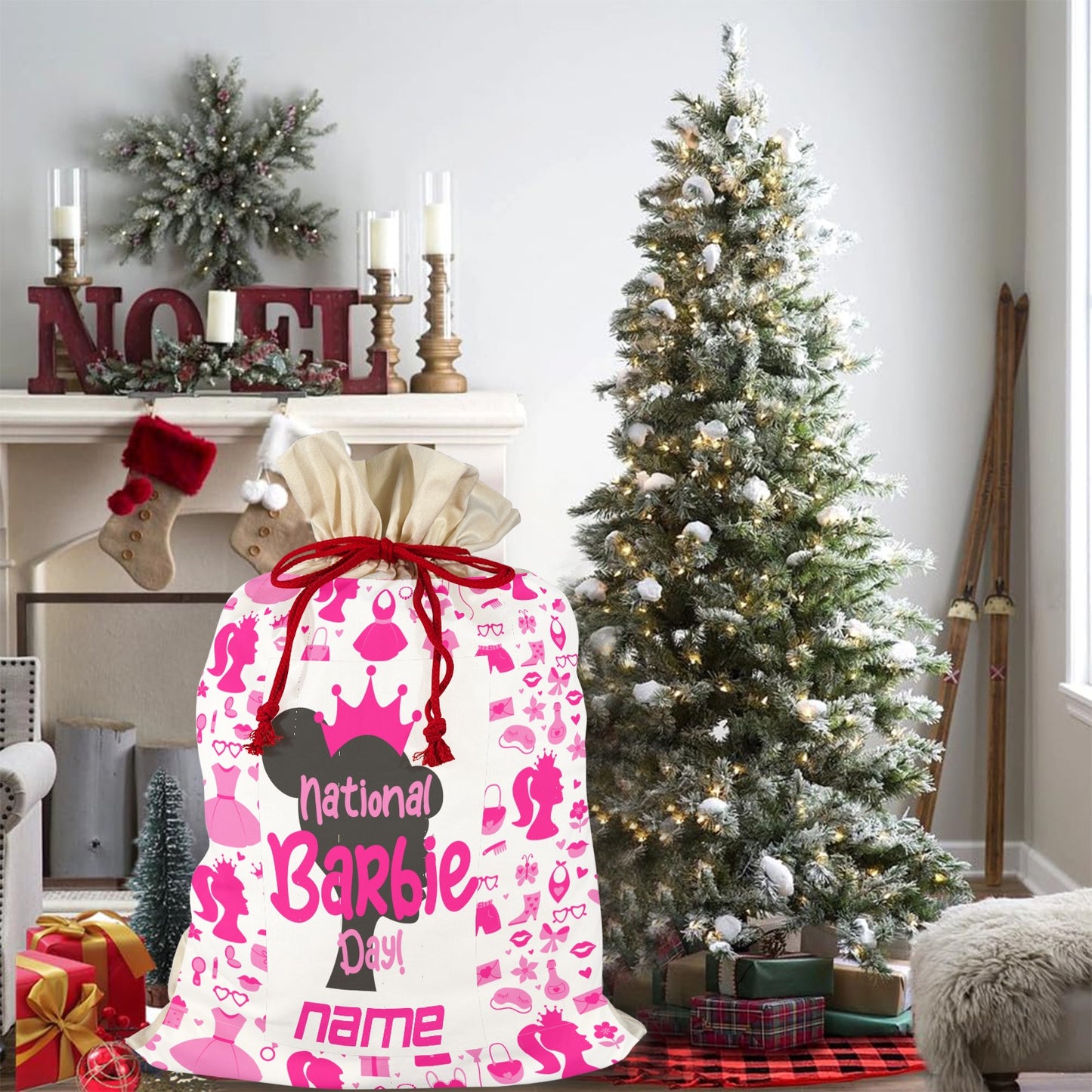 CHRISTMAS - Barbie Sack Santa Claus Drawstring Bag 21"x32"