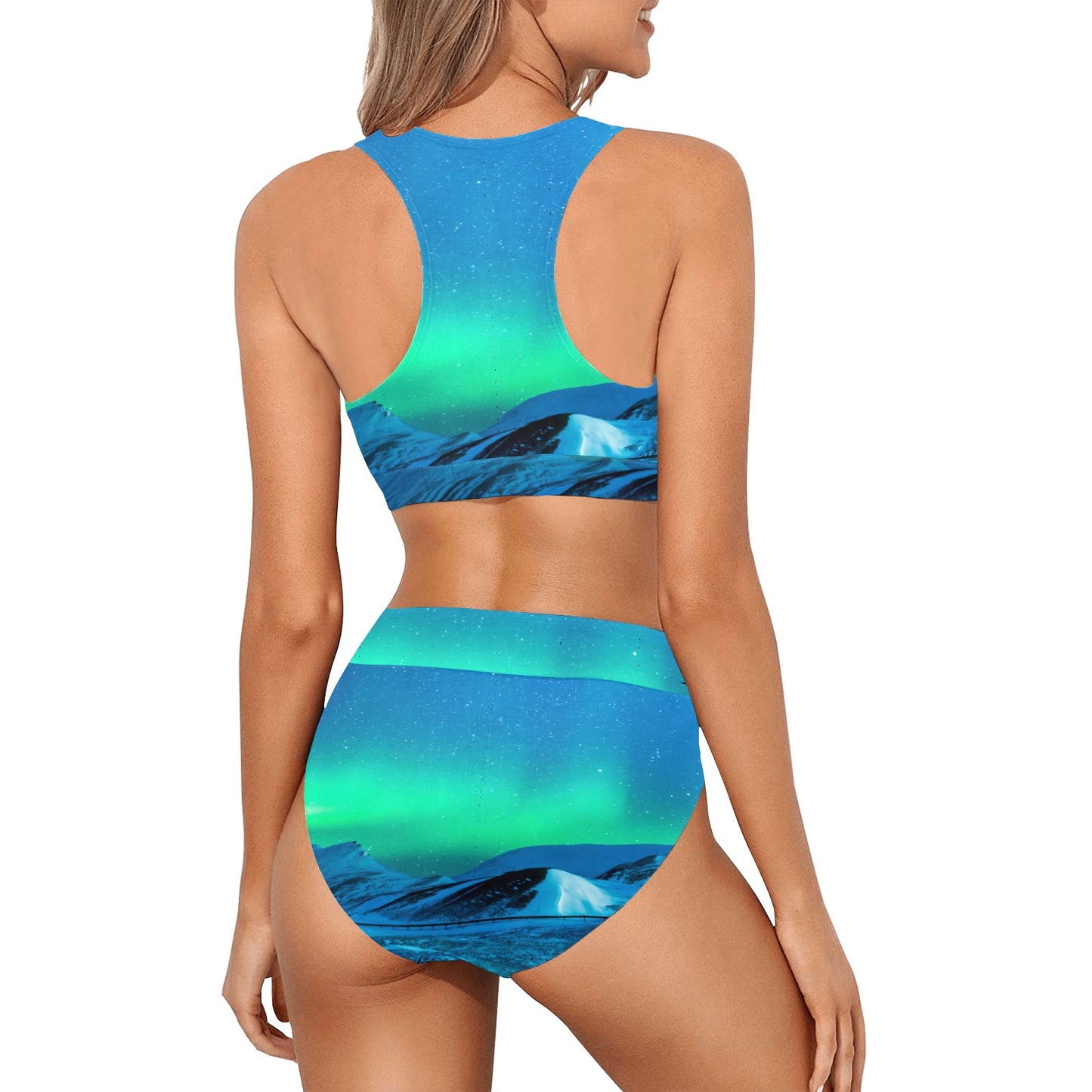 Blue Eclipse Crop Top Bikini Set