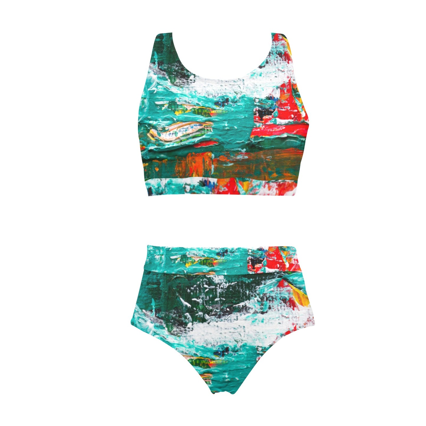 Painting Crop Top Bikini Set