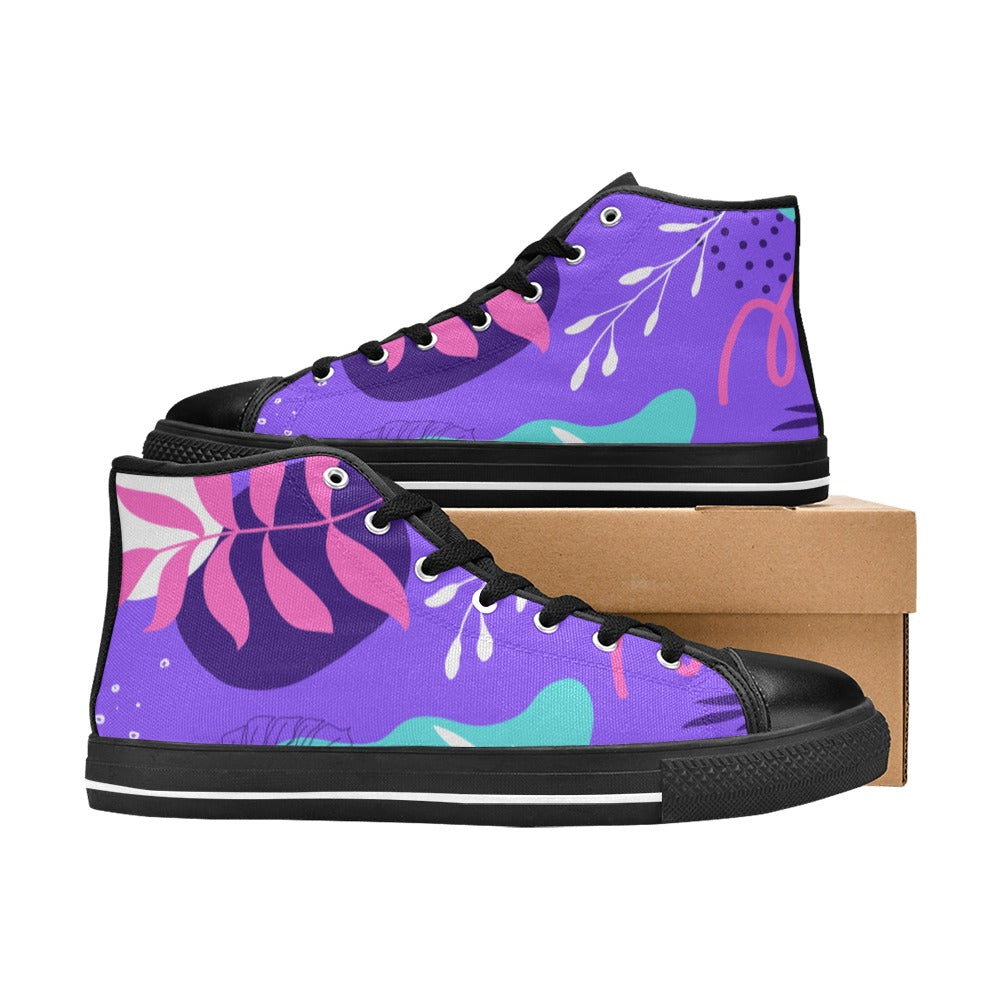 Purple Palms High Top Shoes- Kids