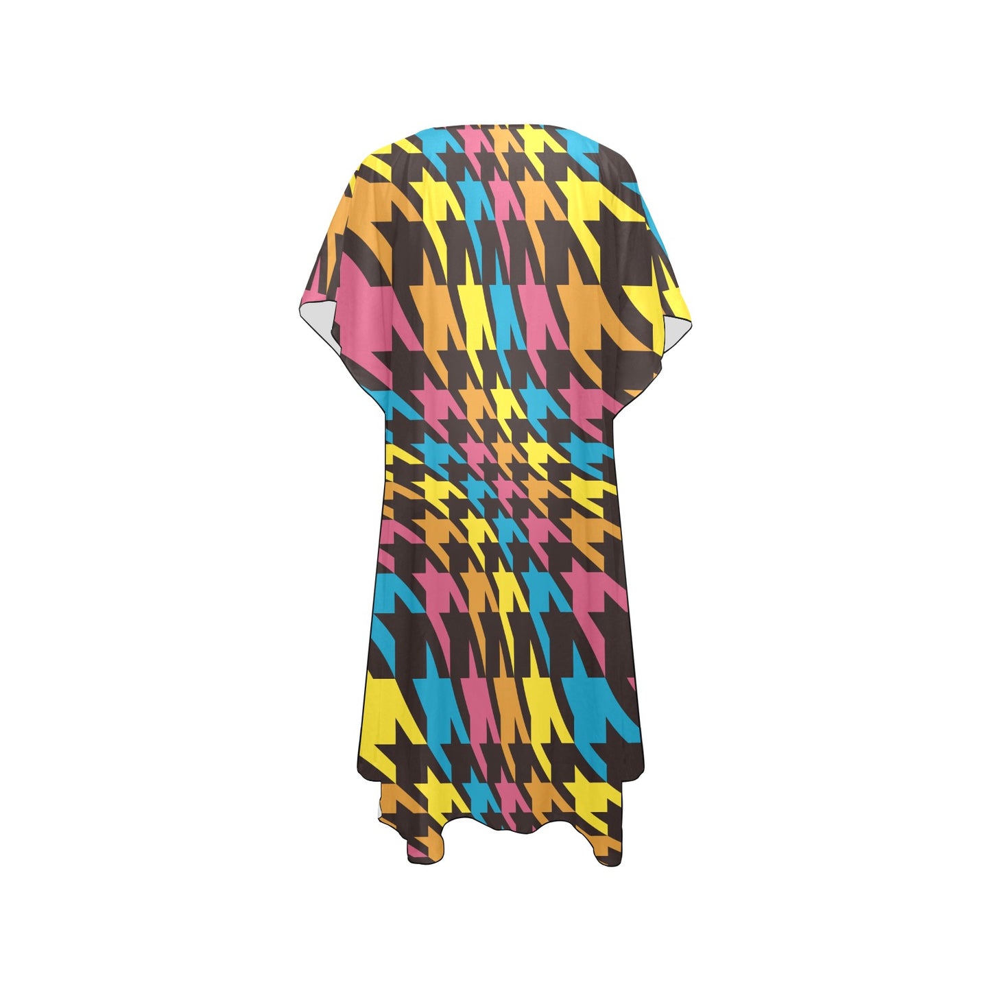 Colorful Houndstooth  Chiffon Cover Up