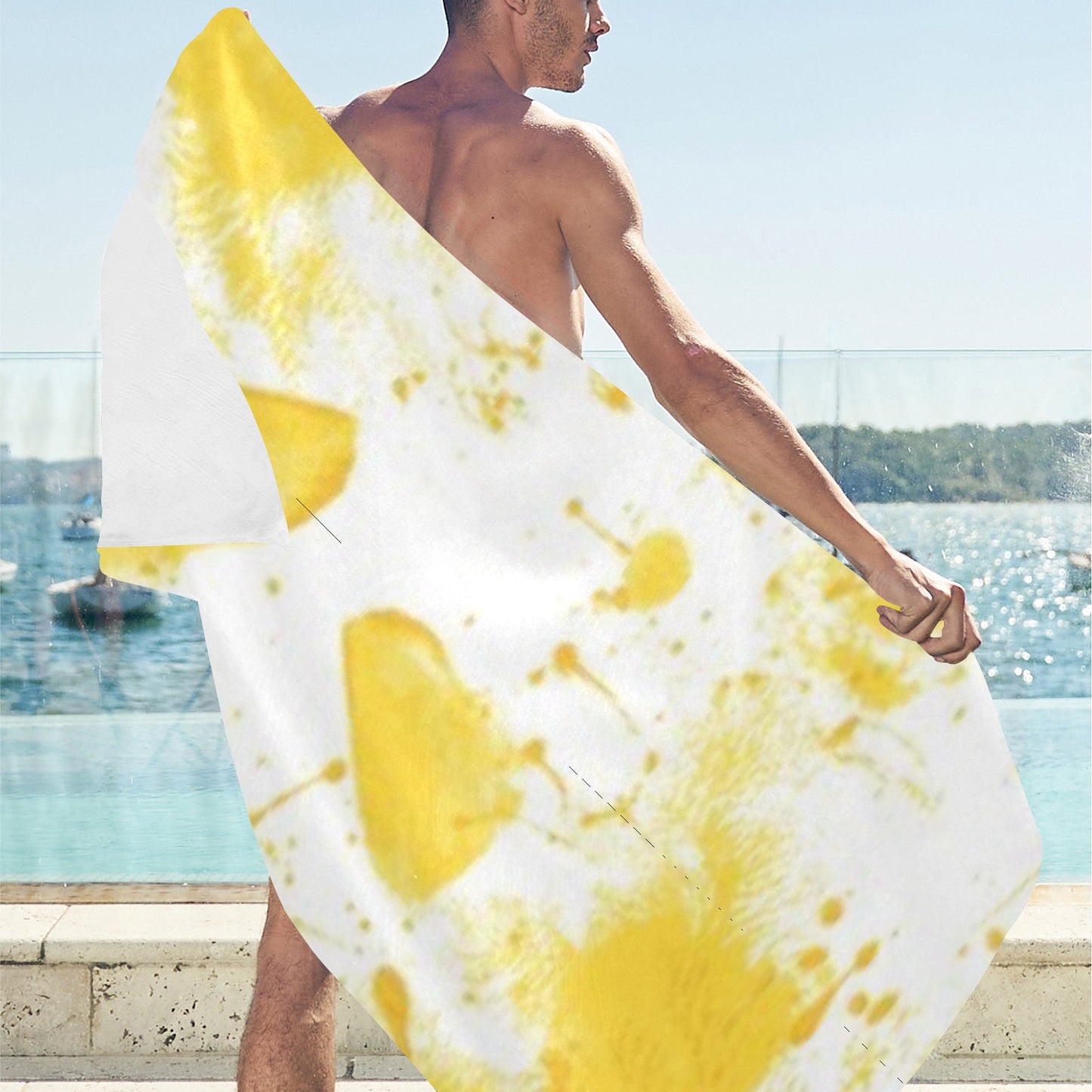 Yellow Splash Beach Towel 32"x 71"