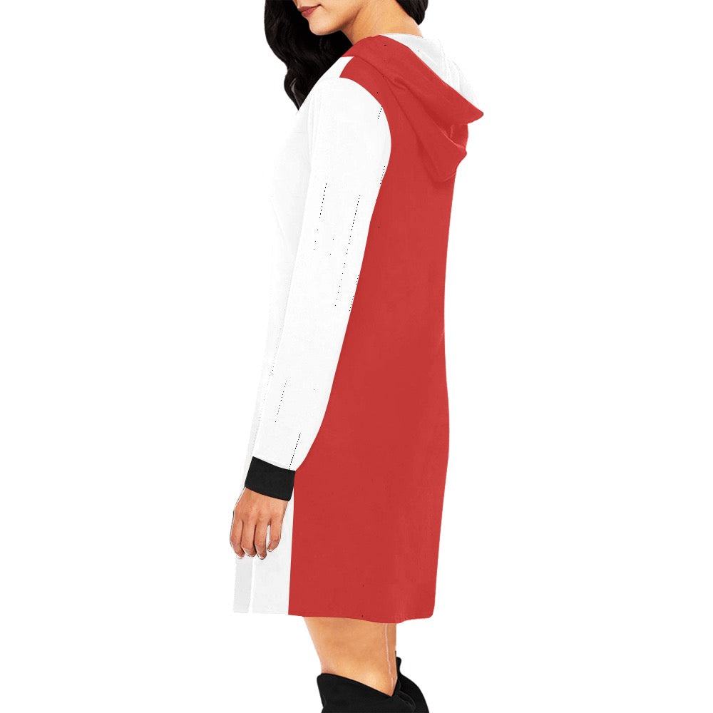 White & Red Hoodie Mini Dress