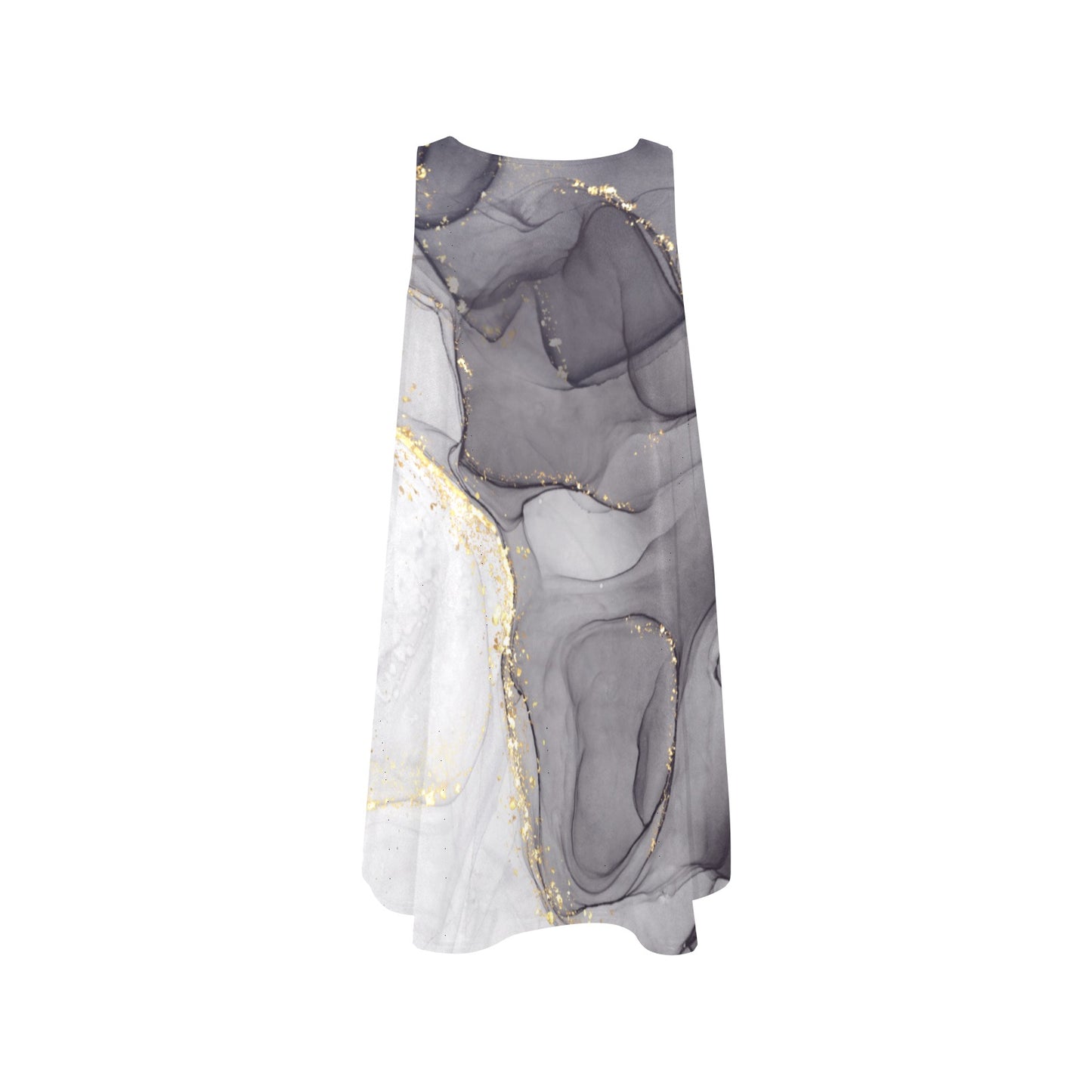 Grey Marble Sleeveless A-Line Pocket Dress