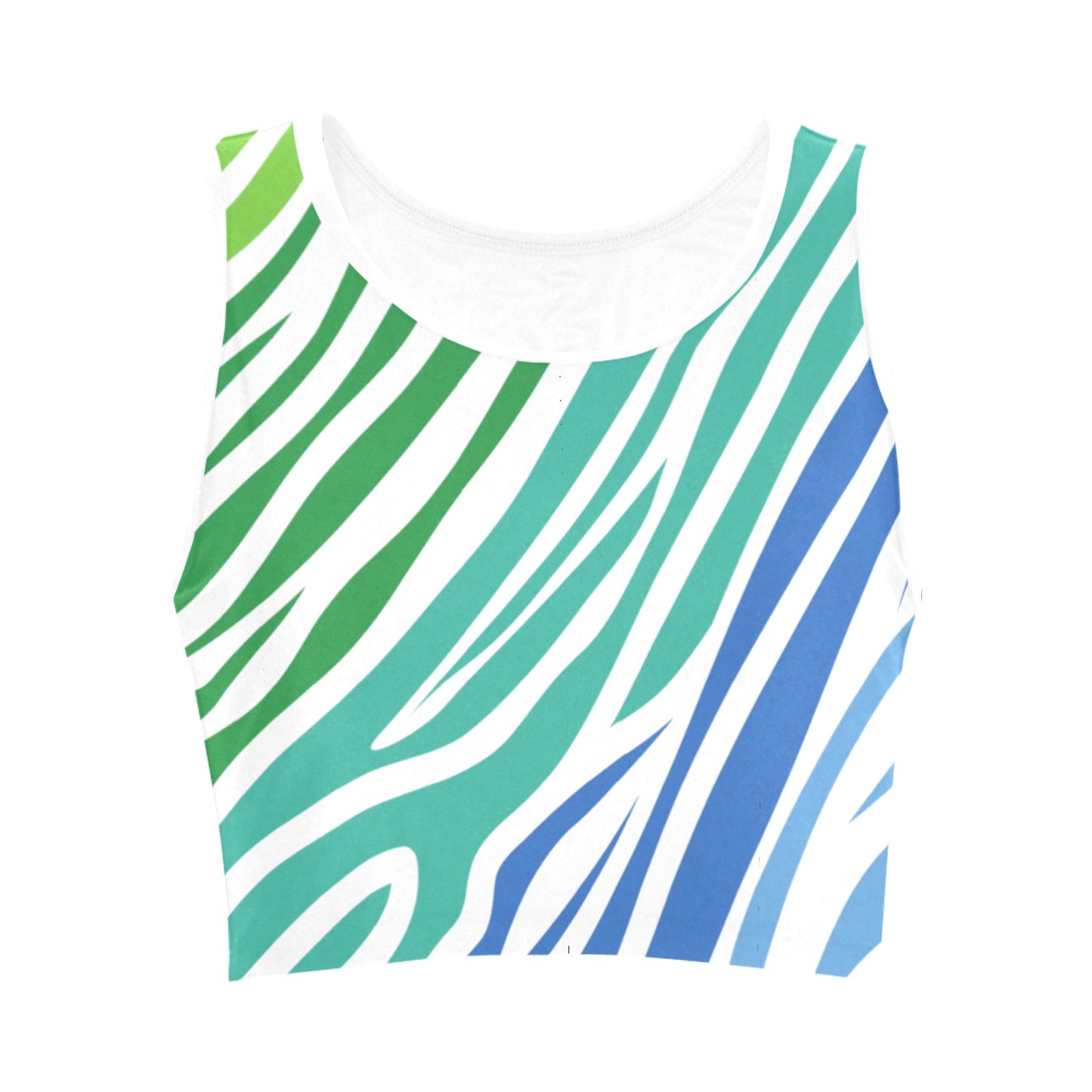 White Teal Zebra Women's Crop Top