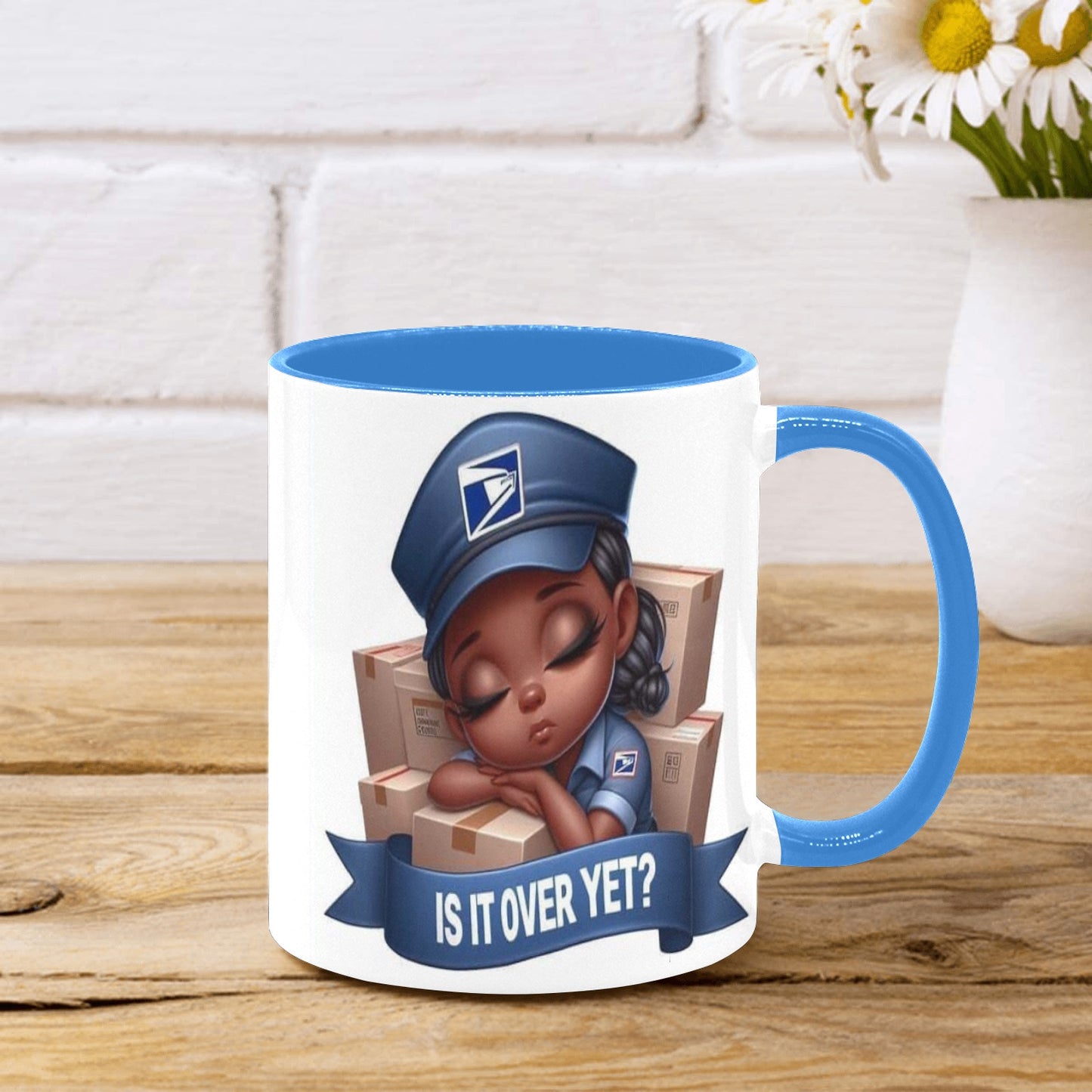 Is It Over Yet Postal Girl Custom Inner Color Mug (11oz)