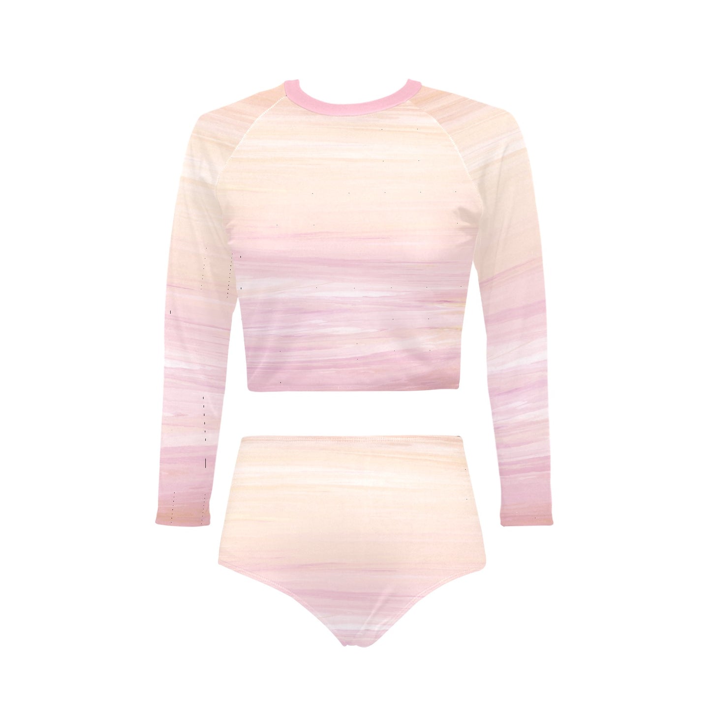 Peach Ombre Long Sleeve Bikini Set