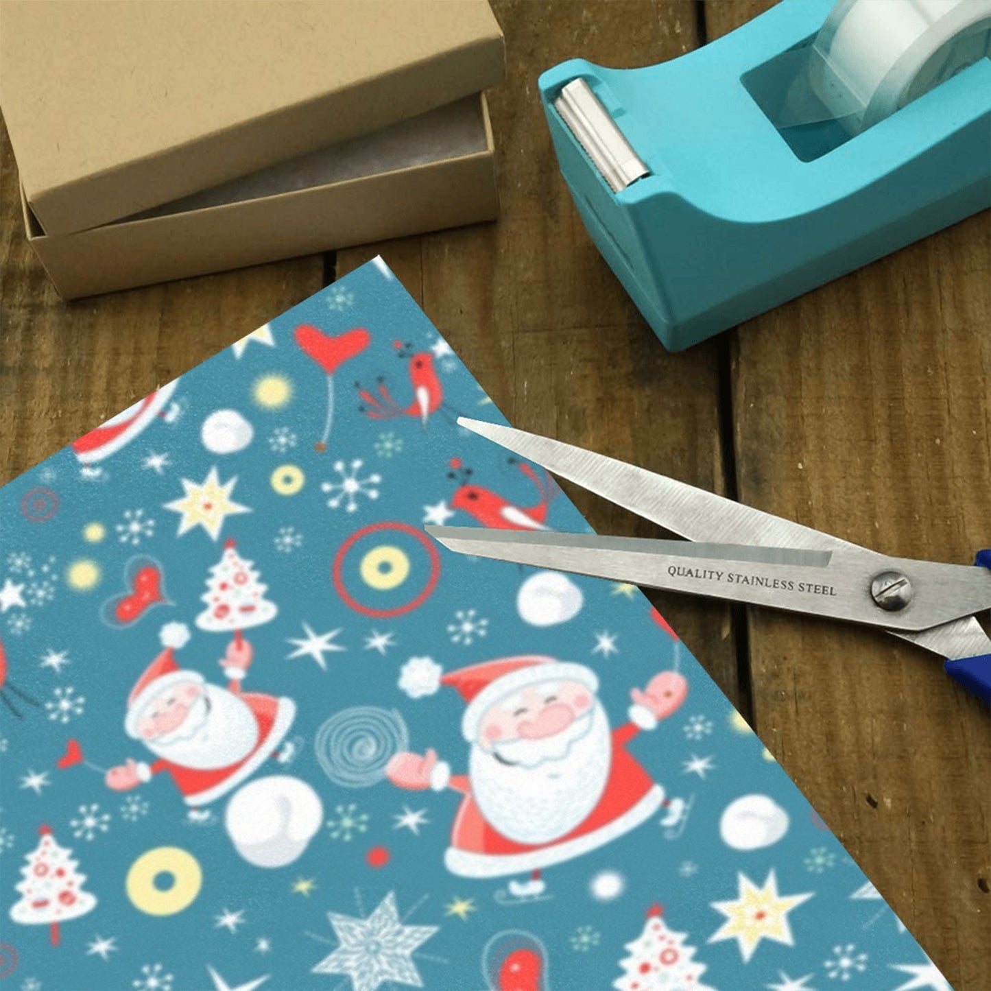 Blue Christmas Gift Wrapping Paper 58"x 23" (3 Rolls)