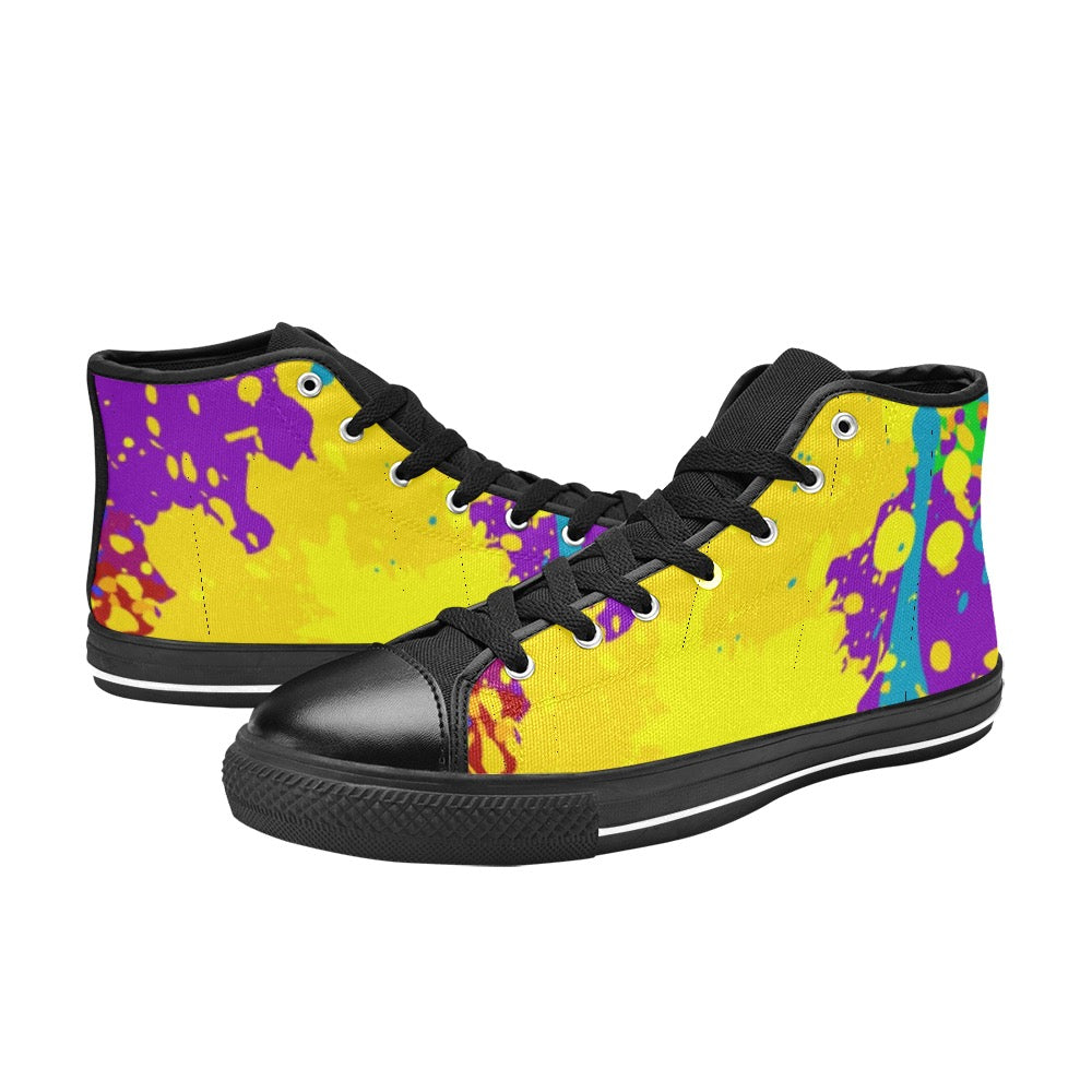 Yellow Splatter High Top Shoes-Kids