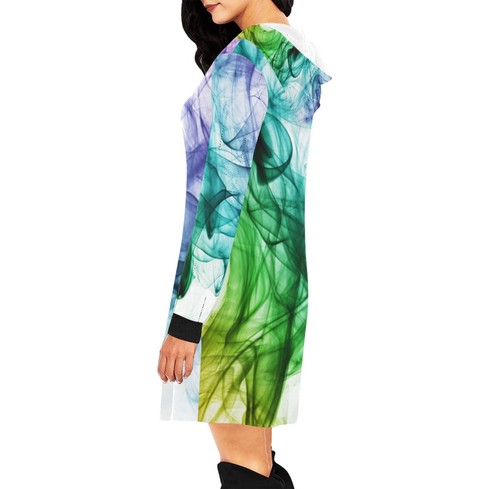 Color Whirl Hoodie Mini Dress