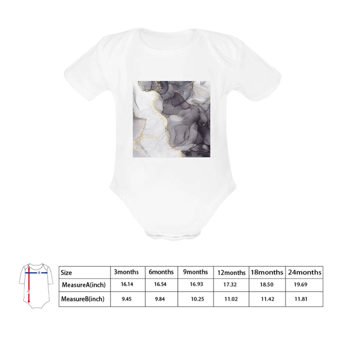 Grey Marble Baby Onesie