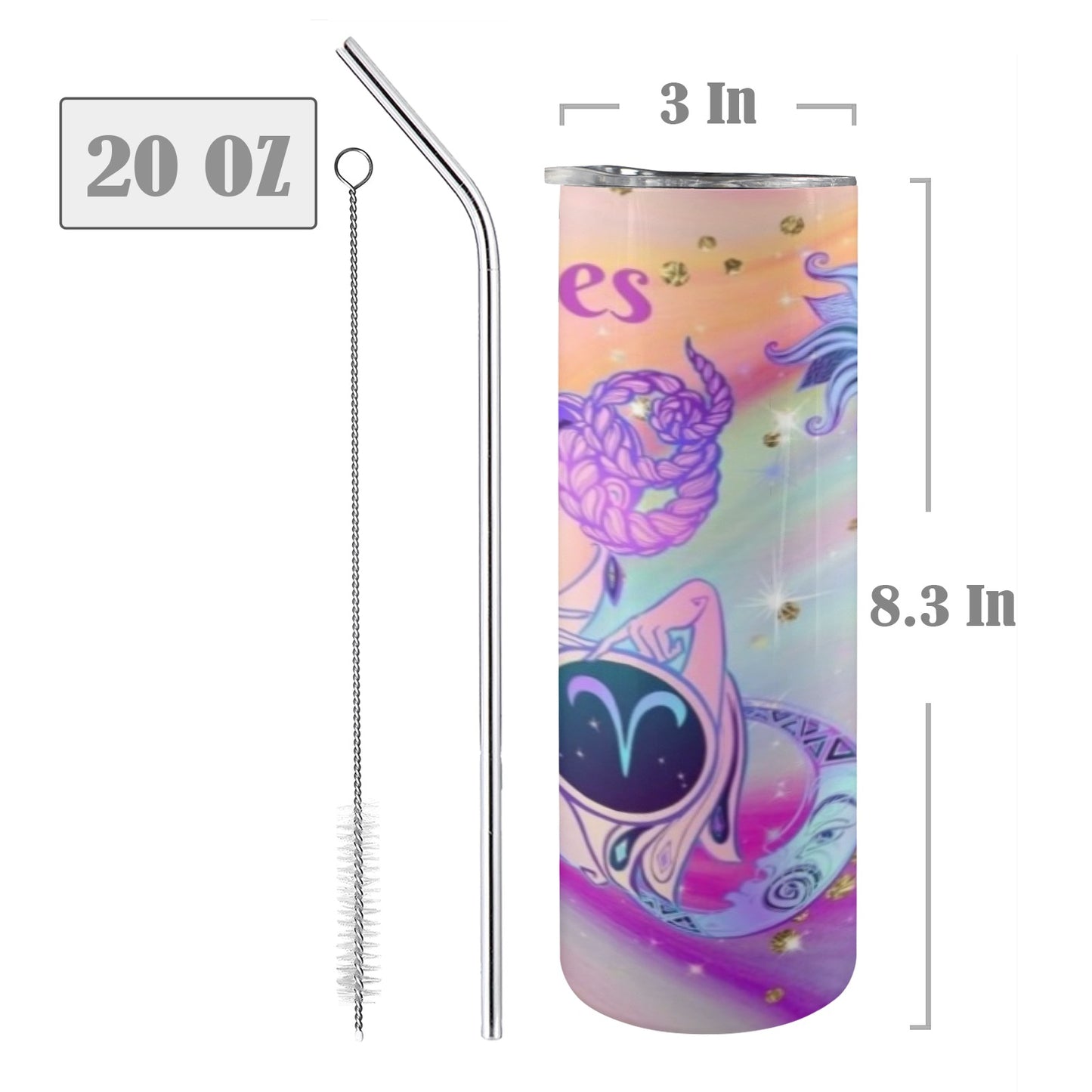 Aries 20oz Tall Skinny Tumbler with Lid and Straw