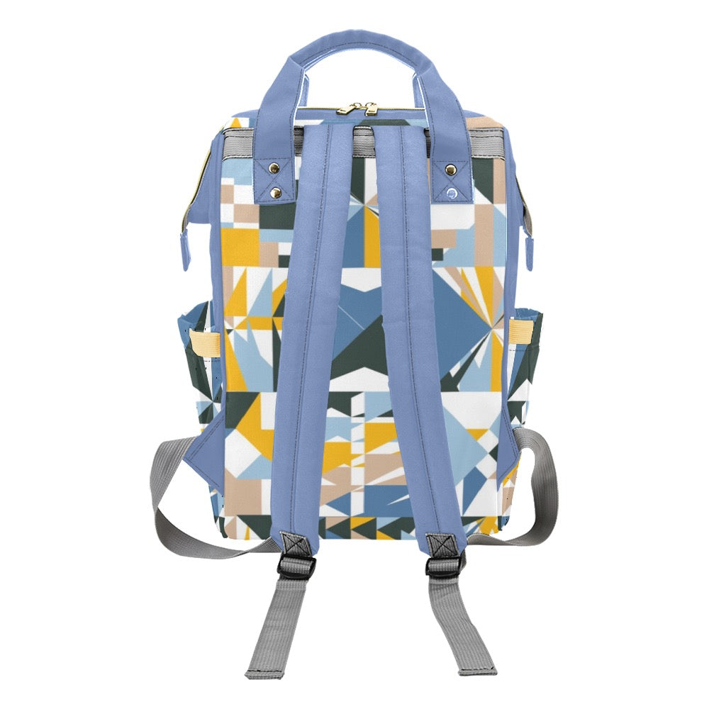 Blue Abstract Multi-Function Diaper Backpack/Bag